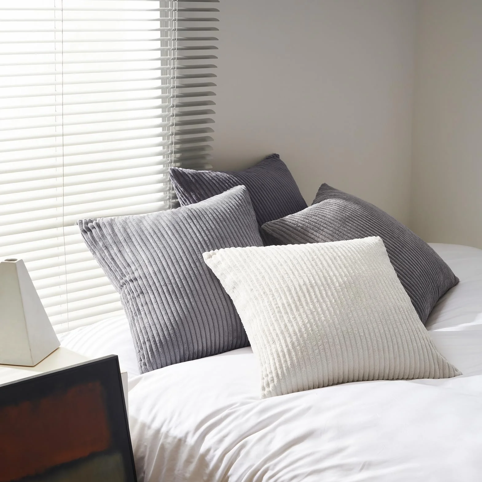 Topfinel Fundas de Cojines 4 Piezas 50x50 Pana Gris para Sofa Cama Salon