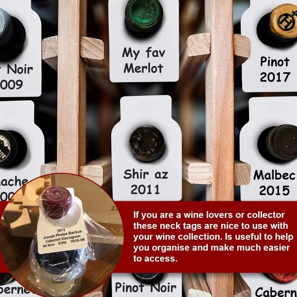 Etiquetas Plásticas para Botellas de Vino Champagne Cerveza 100 Pcs 2,8cm