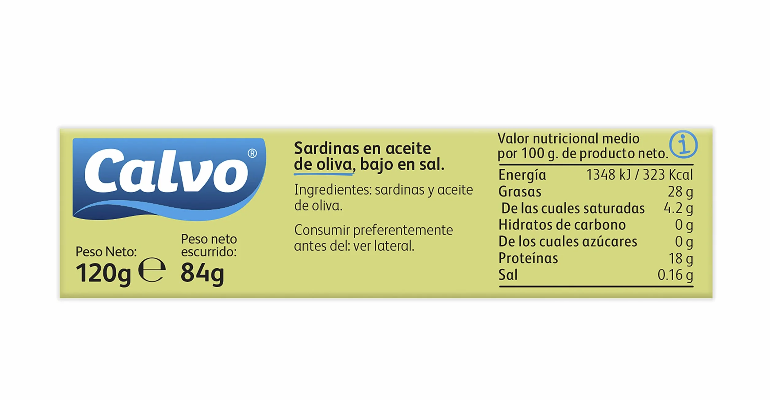 Calvo Sardinas en Aceite de Oliva Baja en Sal 120g