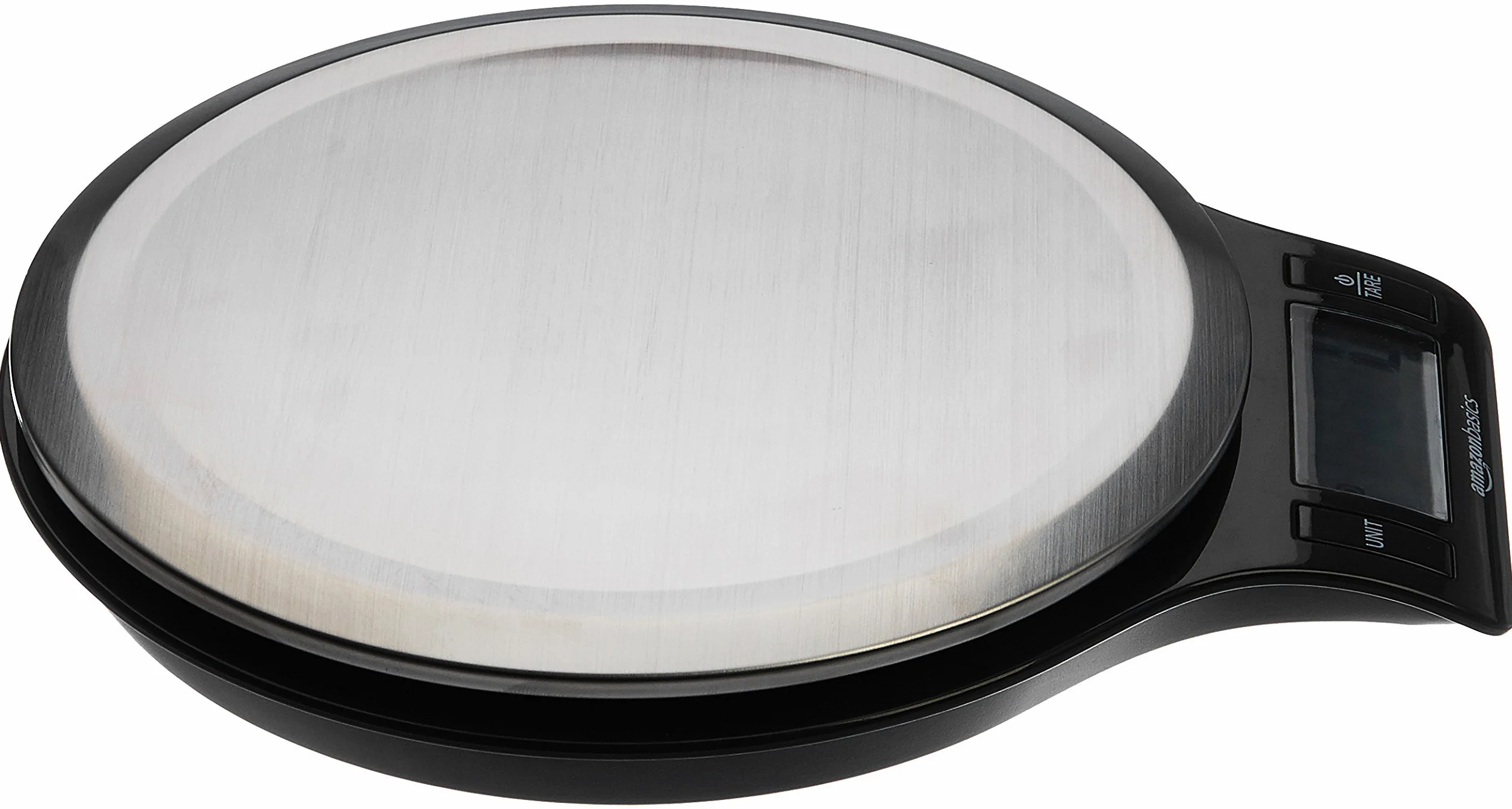 Amazon Basics Báscula de Cocina Digital de Acero Inoxidable sin BPA, Pantalla LCD, 11 Libras, Negro