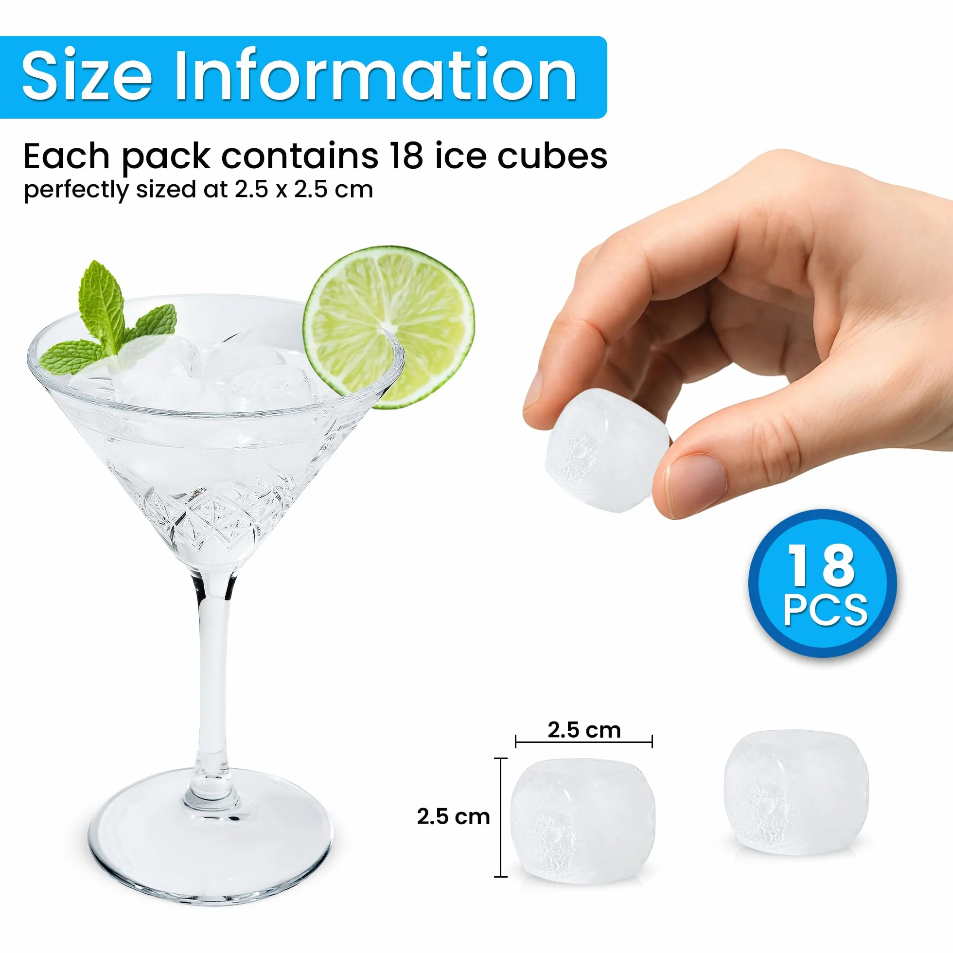 Cubitos Hielo Reutilizables 18 Uds – Plástico Alimentario BPA Free – Enfriadores Bebidas Sin Diluir