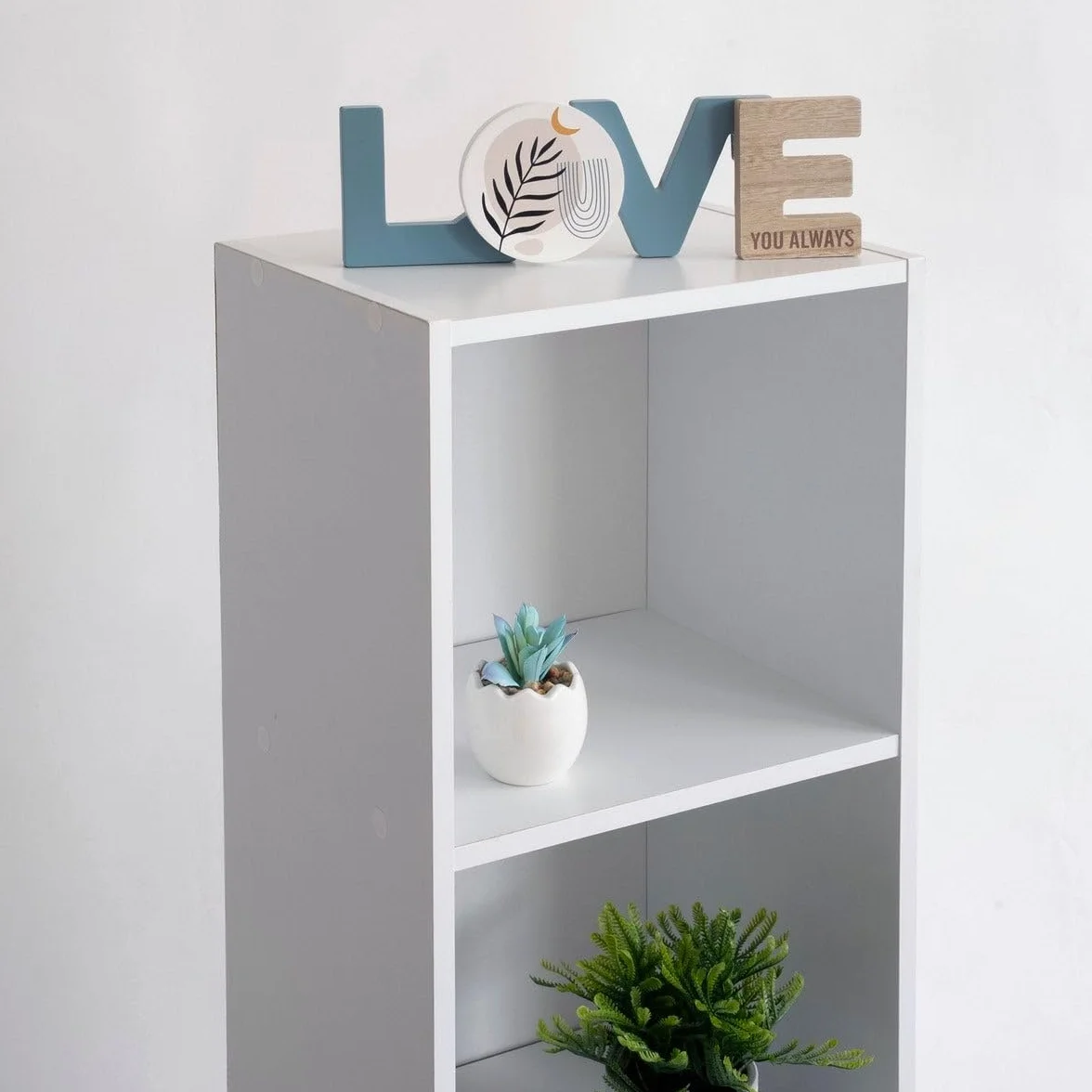 Estantería Librería Cubo 4 Estantes Tablero Laminado Blanco 106x30x24 Mueble Despacho Soporta 20 kg