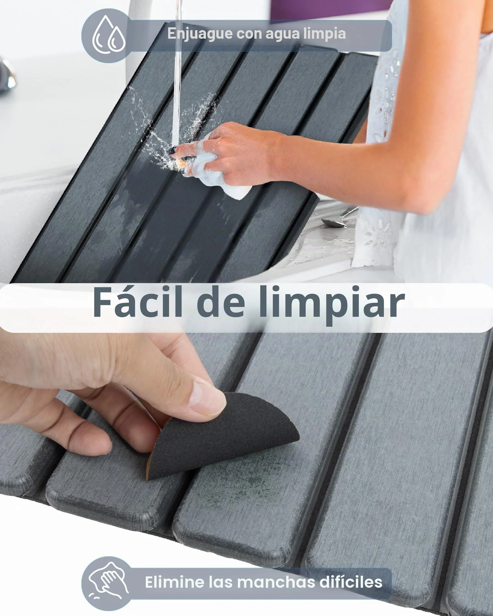 Esterilla de Diatomita Absorbente Antideslizante Secado Rápido 60x39 cm Gris Oscuro