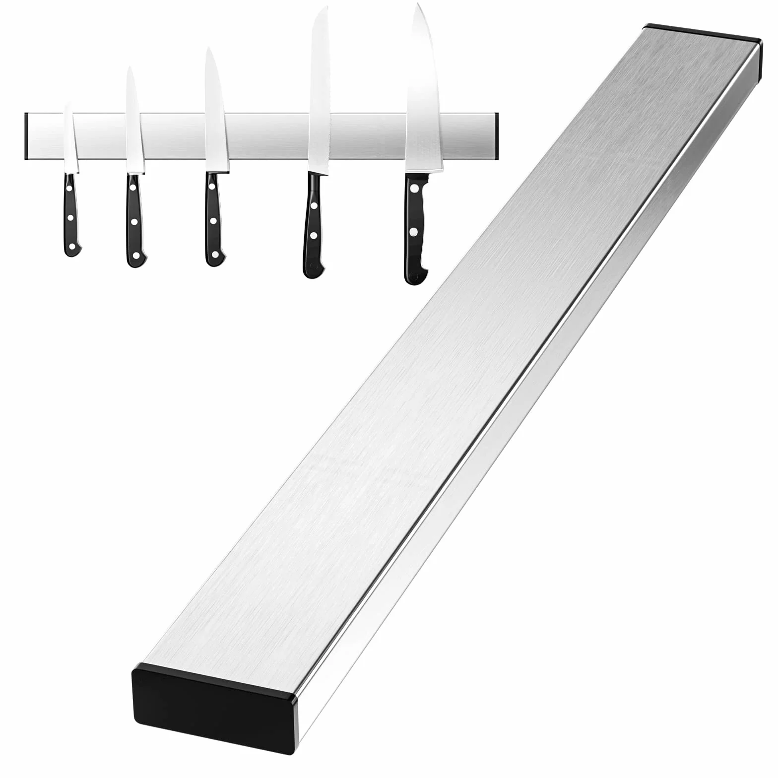 Newaner 30CM Cuchilla Magnética, Barra Magnetica para Cuchillos con Autoadhesivo, Acero Inoxidable Cuchillero Magnetico, Puede Absorber Herramientas de Hierro, cucharas, espátulas