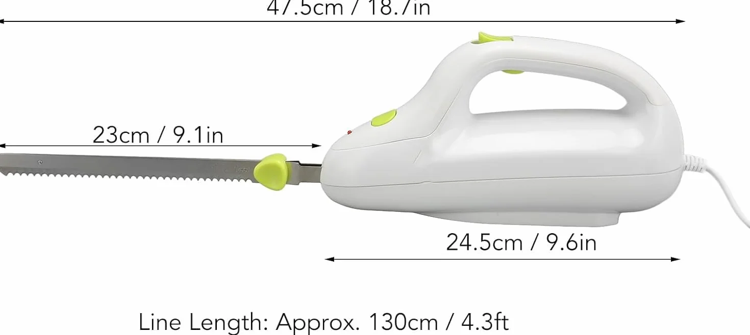 Cuchillo Eléctrico Dentado Zerodis, Cortador De Carne Portátil, Ideal Para Pan, Carne Congelada, Jamón, Tomates Y Pavo, Mango Ergonómico, Ligero Y Fácil De Limpiar