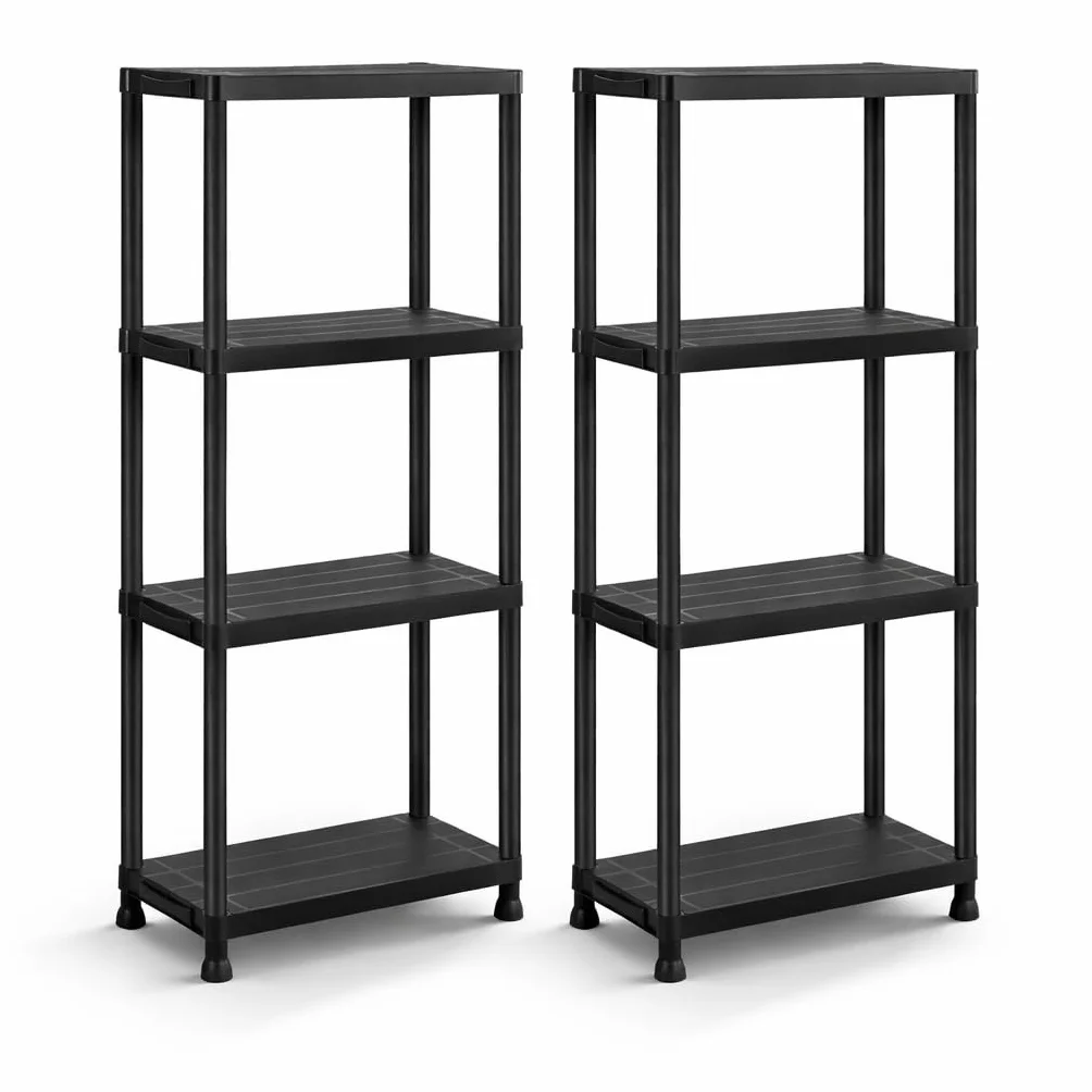 T-LOVENDO.ES Pack 2 Estanterías de Plástico modulares 130x60x30 cm con 4 baldas Resistentes| Estantería Almacenaje Interior y Exterior Garaje o Trastero| Montaje sin Herramientas