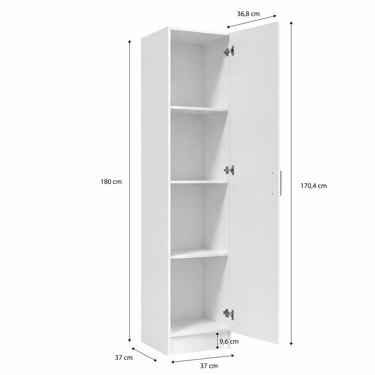 Duehome Armario Multiusos 1 Puerta Blanco 37x180x37 cm