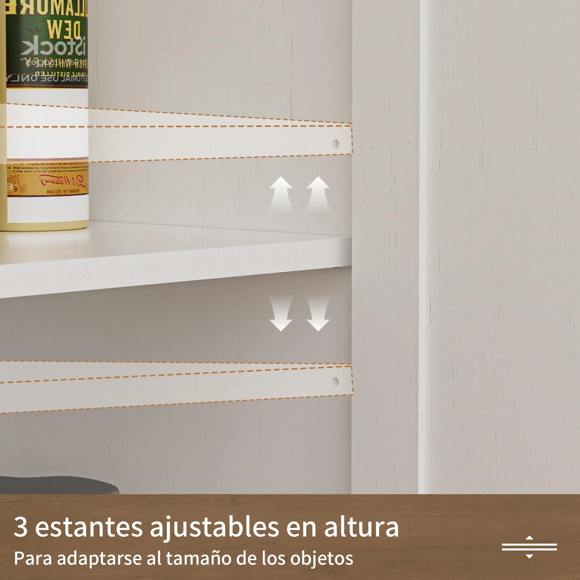 BonVache Aparador, armario de cocina con cajones, armario de almacenamiento, aparador con estante abierto, gabinete de cafetería para cocina, comedor, sala de estar, 58 x 29 x 108 cm, Blanco