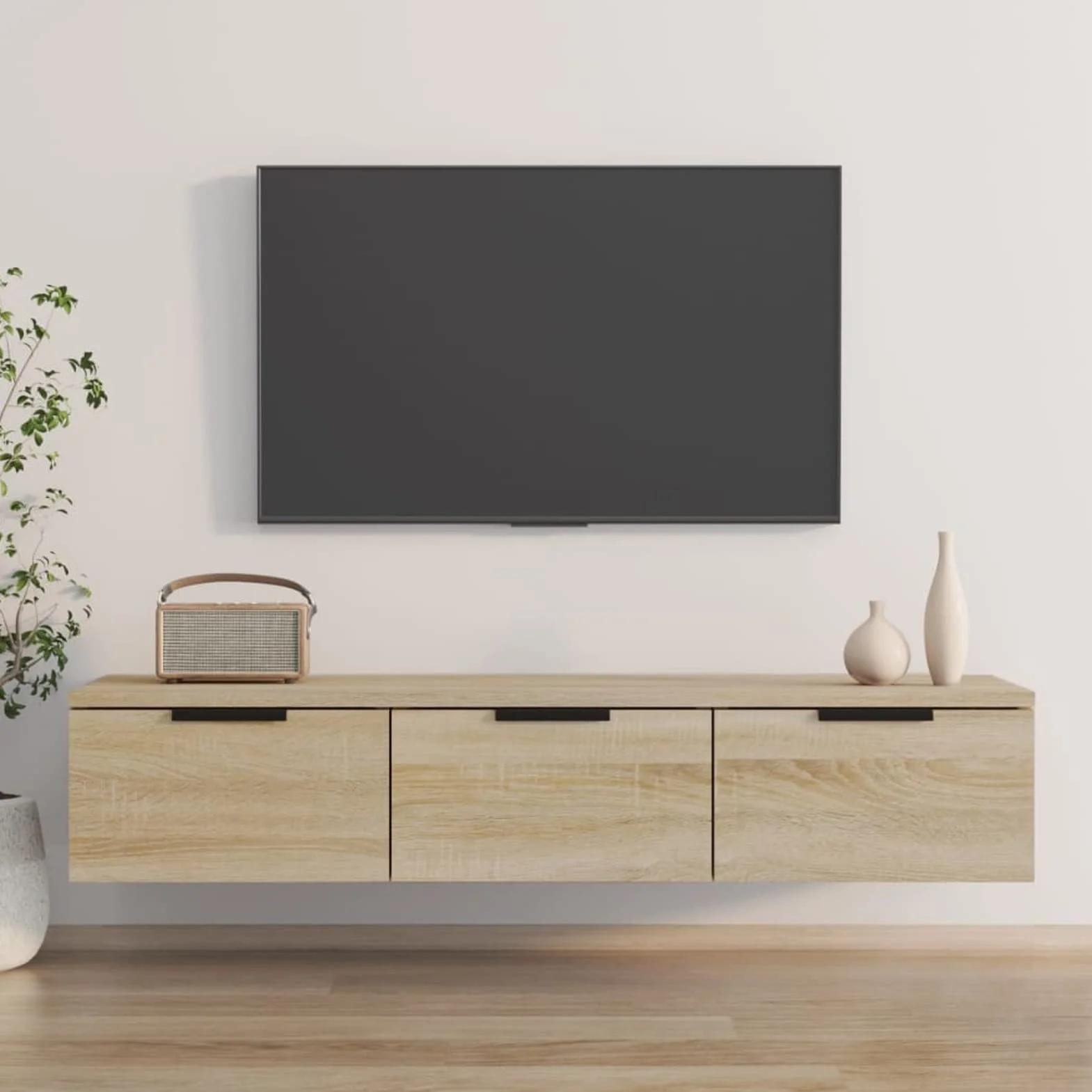 Armario de Pared, Muebles Salón, Mueble TV, Mesa Flotante, Gabinet Colgante De Pared, Gabinete De TV, Madera contrachapada Roble Sonoma 102x30x20 cm
