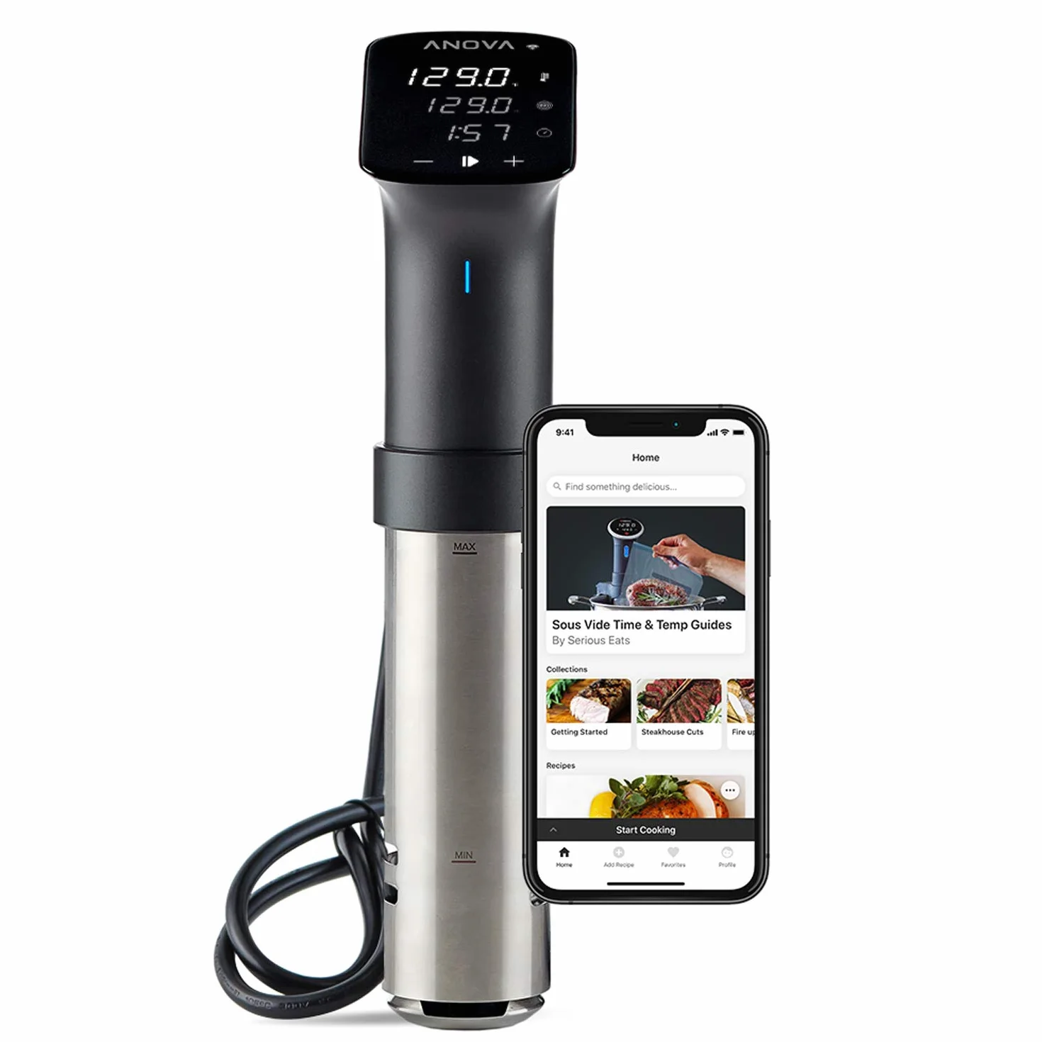 Anova Precision Cooker Pro, Cocedor Sous Vide, [AN600-EU00], WiFi, 100 Watt, enchufe tipo C incluido para uso en EU, Negro y Plata