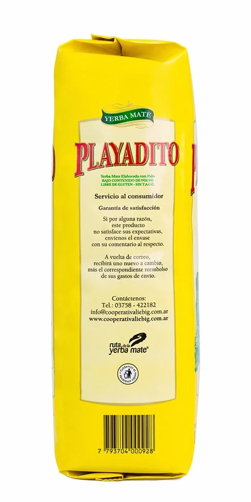 Playadito Yerba Mate Tradicional Hojas y Palos 1 Kg, Infusión Argentina Mate Suave