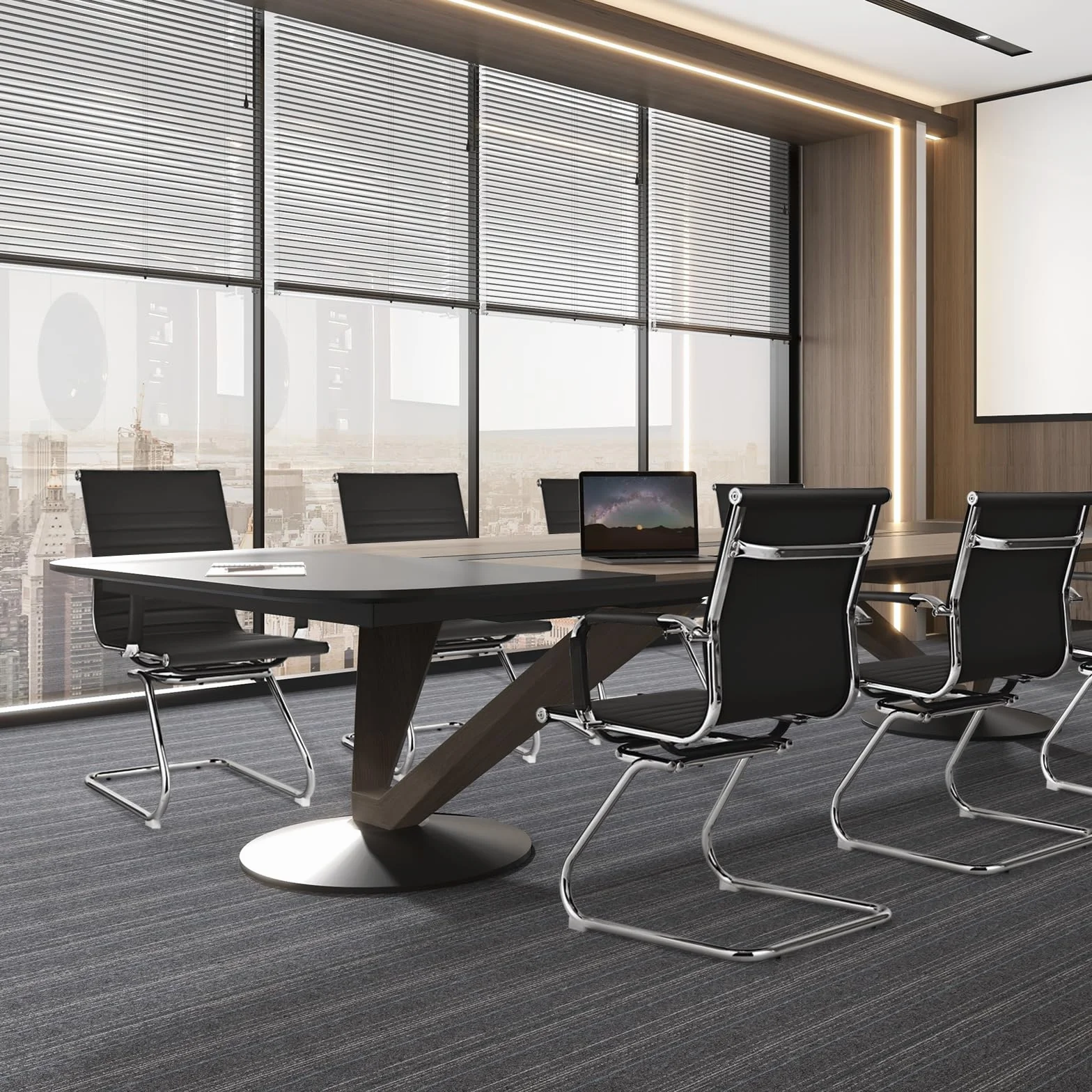 GIANTEX Juego de 2 Sillas de Oficina Ergonómicas, Marco de Metal Resistente y Asiento de Cuero Sintético, Carga hasta 120 kg, Sillas para Reunión, Conferencia, Sala de Espera, Negro
