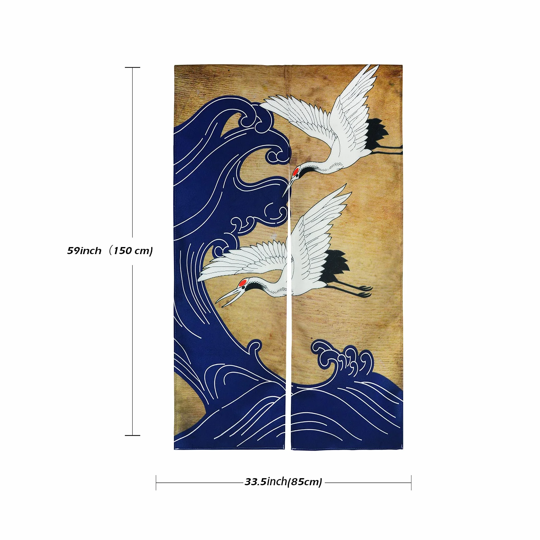 LIGICKY Cortina Retro Japonesa Noren de Lino Blanco con diseño de Ondas Azules para Ventana asiática para Colgar en la Puerta de Sushi, Cocina, decoración del hogar, 85 x 150 cm