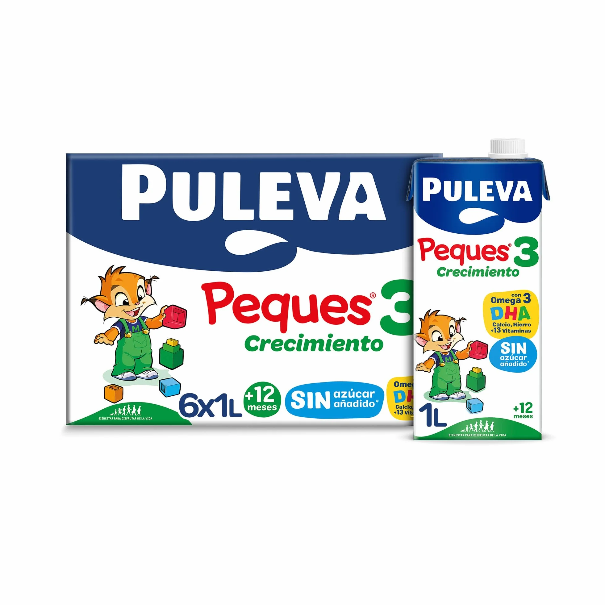 Puleva Peques 3 Leche de Crecimiento +12 Meses Pack 6 x 1l