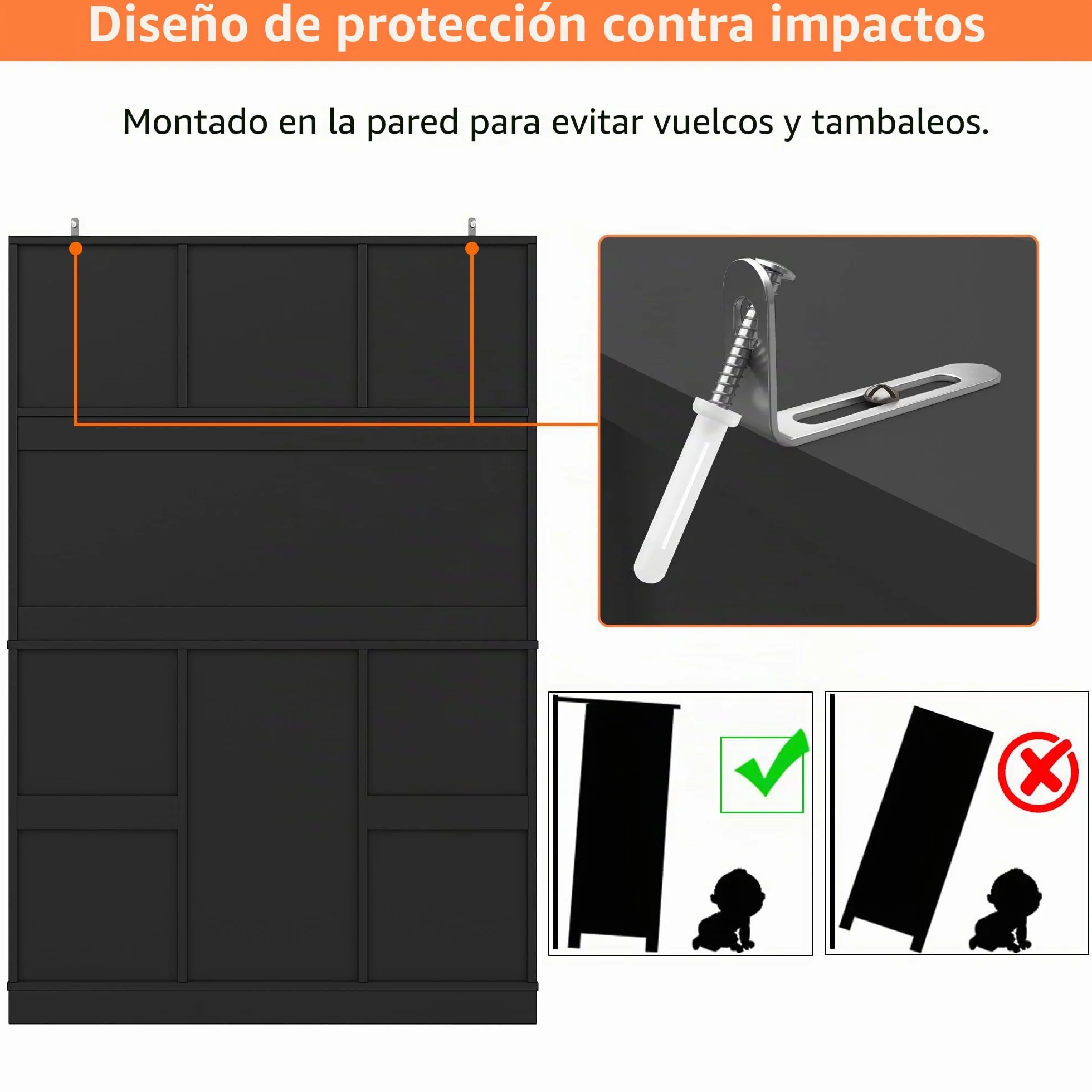 Armario alto de cocina de 188 cm con estantes ajustables, estantería para vino, armario alto de cocina buffet con 4 puertas, 2 cajones, aparador para cocina y salón, armario buffet (negro)