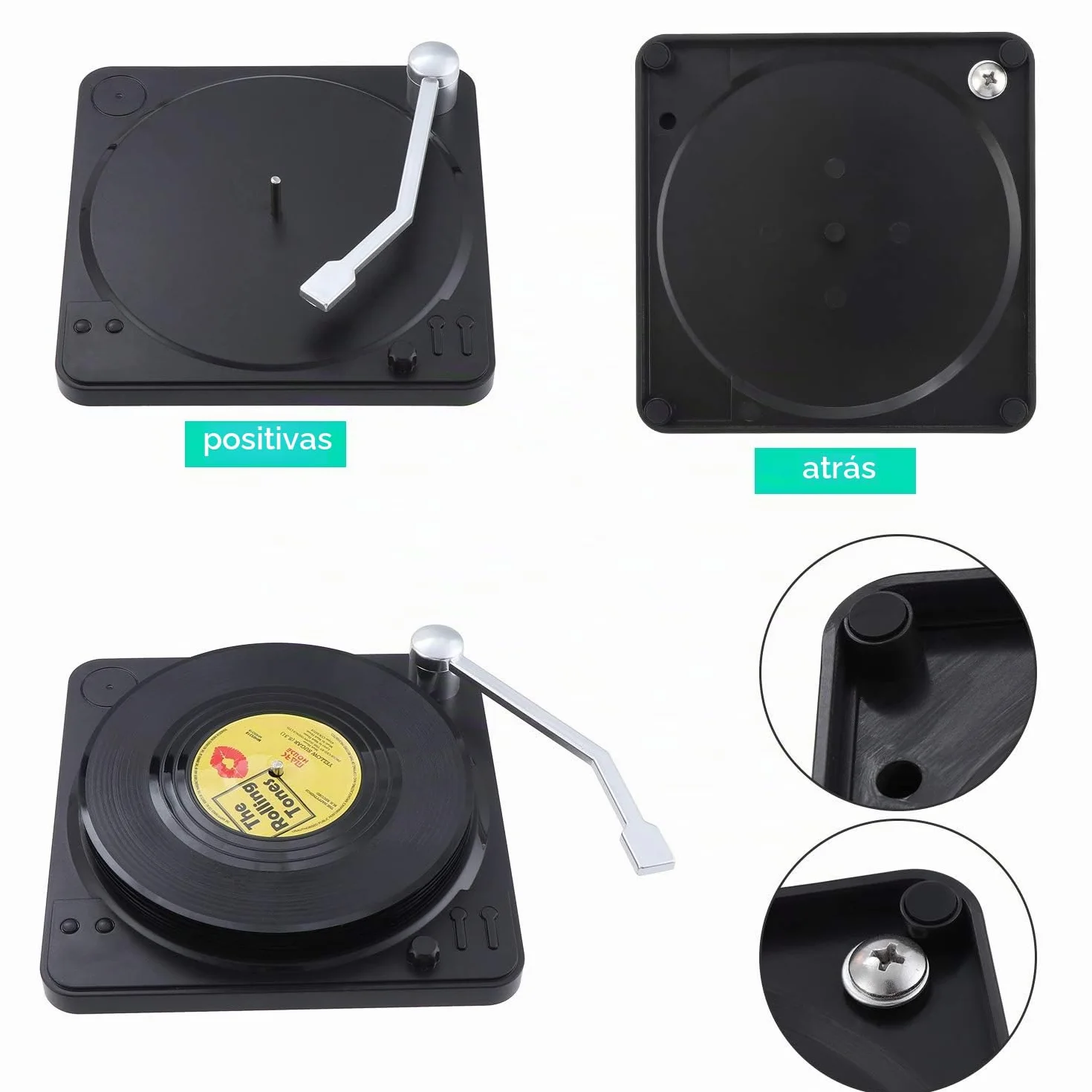Coolty 6 Piezas Posavasos de Vinilo Retro Antideslizante Aislante Redonda