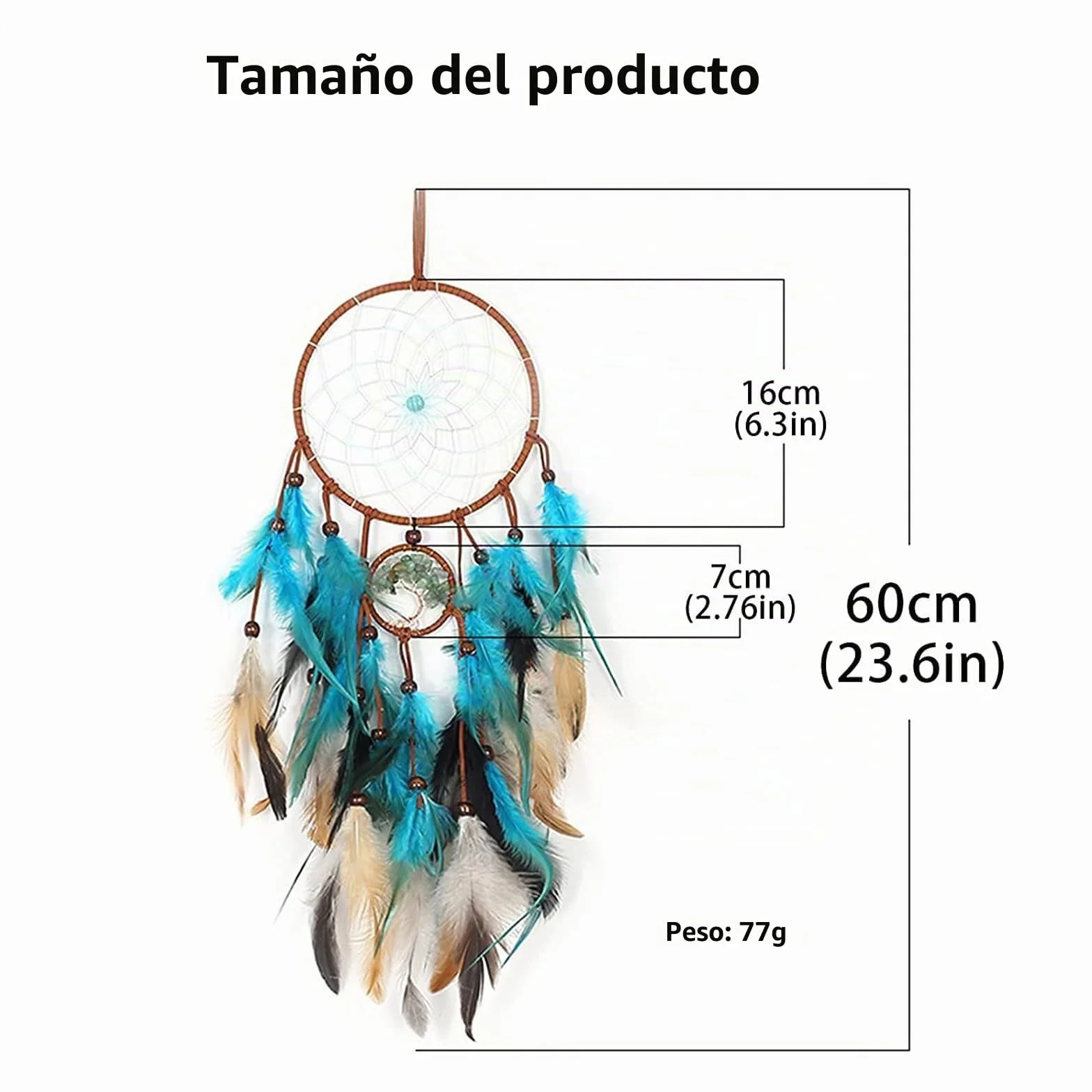 Pluma, atrapasueños, atrapasueños hecho a mano, hecho a mano, para colgar en la pared, decoración del hogar, adornos, artesanía