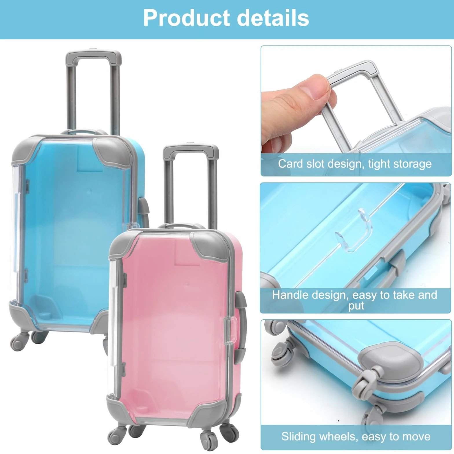 HENGBIRD Mini Maletas pequeñas con Ruedas y asa para Regalar Dinero, Vacaciones y Viajes