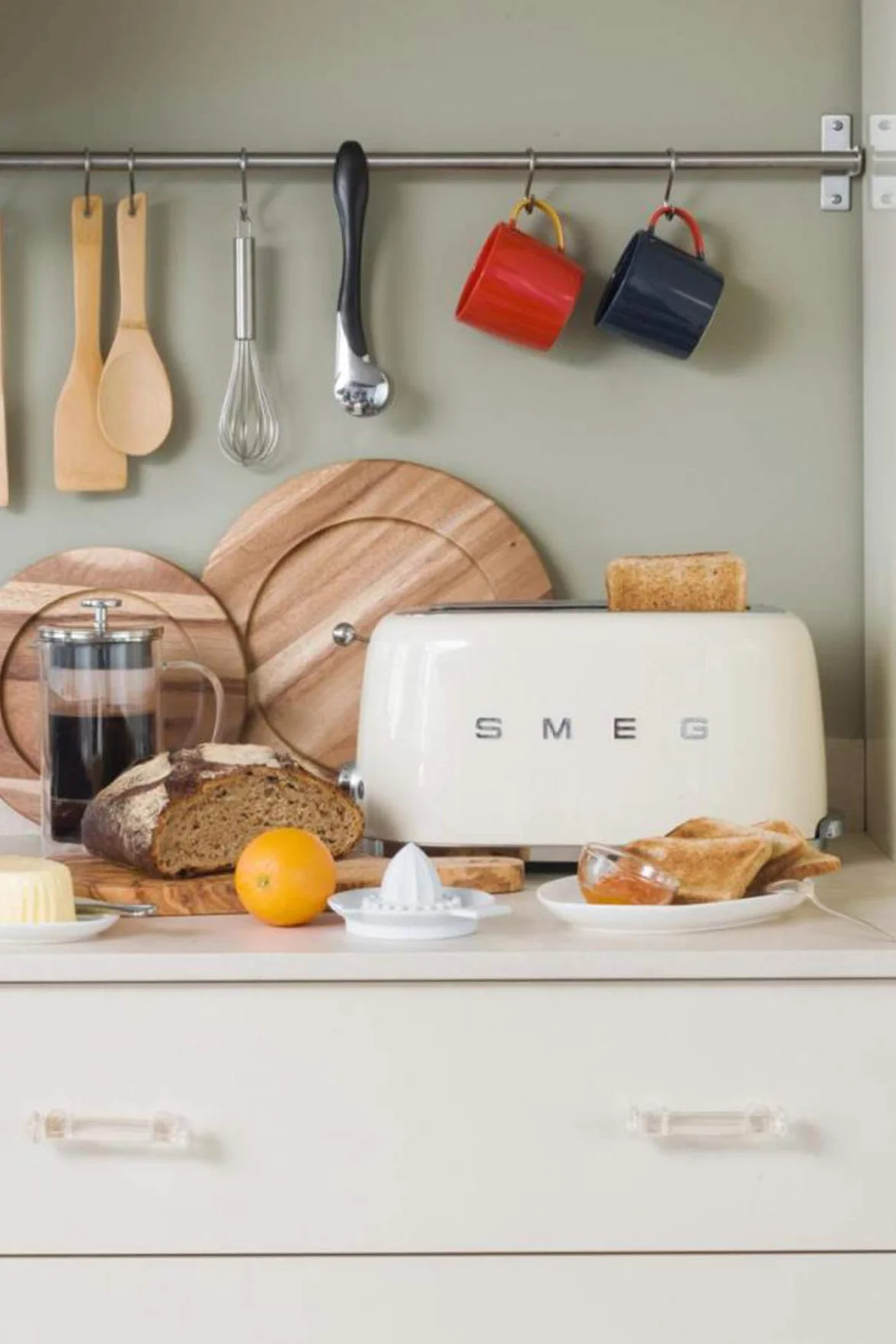 SMEG TSF02CREU, Tostadora de 4 rebanadas 50's Style, Cream