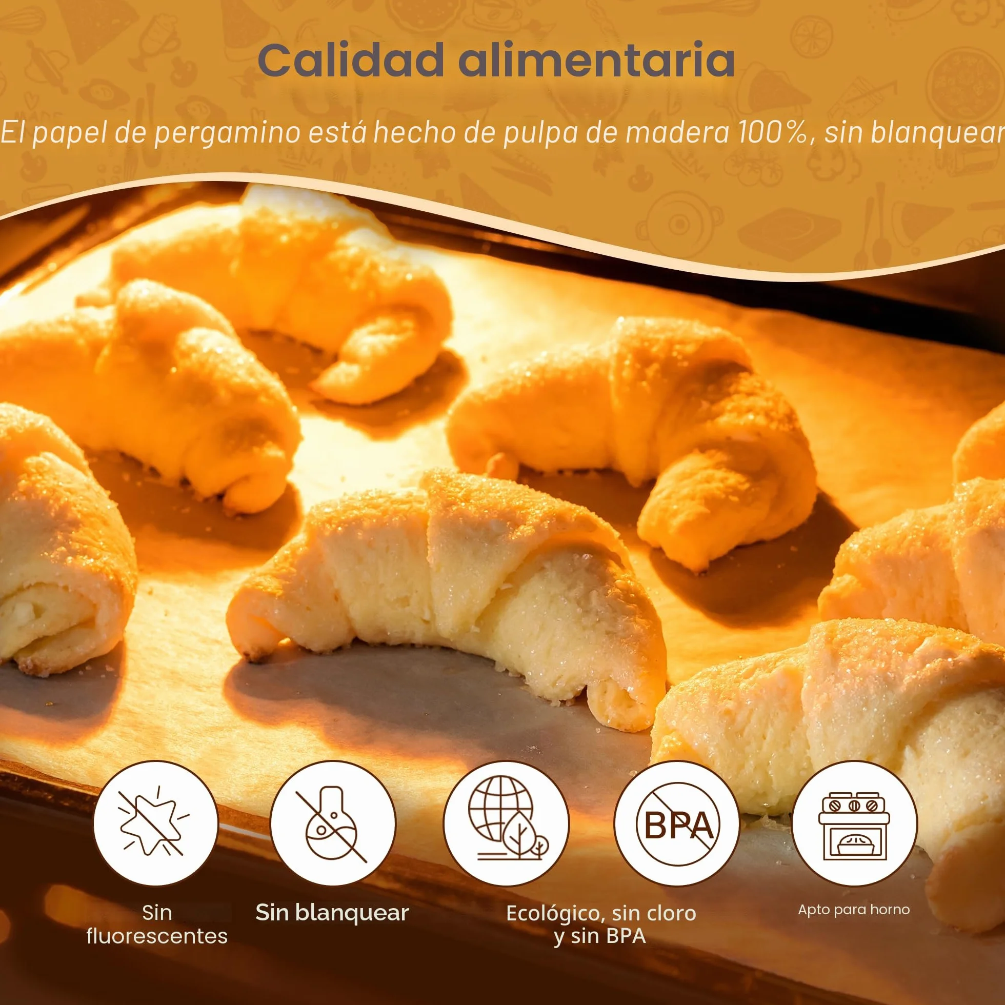 Papel pergamino sin blanquear 20x30 cm, hojas antiadherentes precortadas para hornear, cocinar y freidora de aire