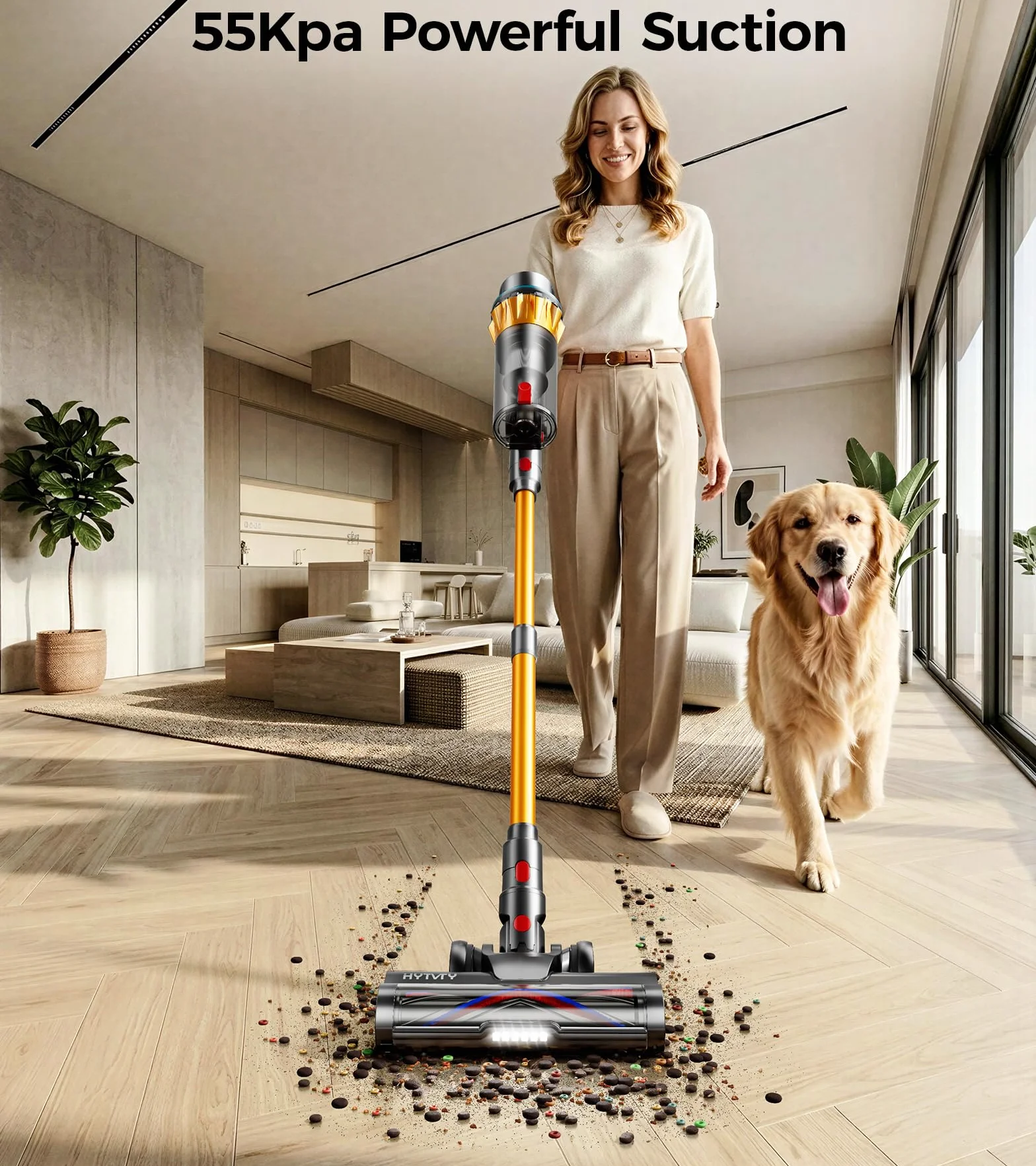 Aspiradora inalámbrica, 650 W, 55 kPa, 70 minutos de autonomía, aspiradora de mano inalámbrica, aspiradora inalámbrica con base de apoyo, aspiradoras para el hogar, pelo de mascotas y alfombras