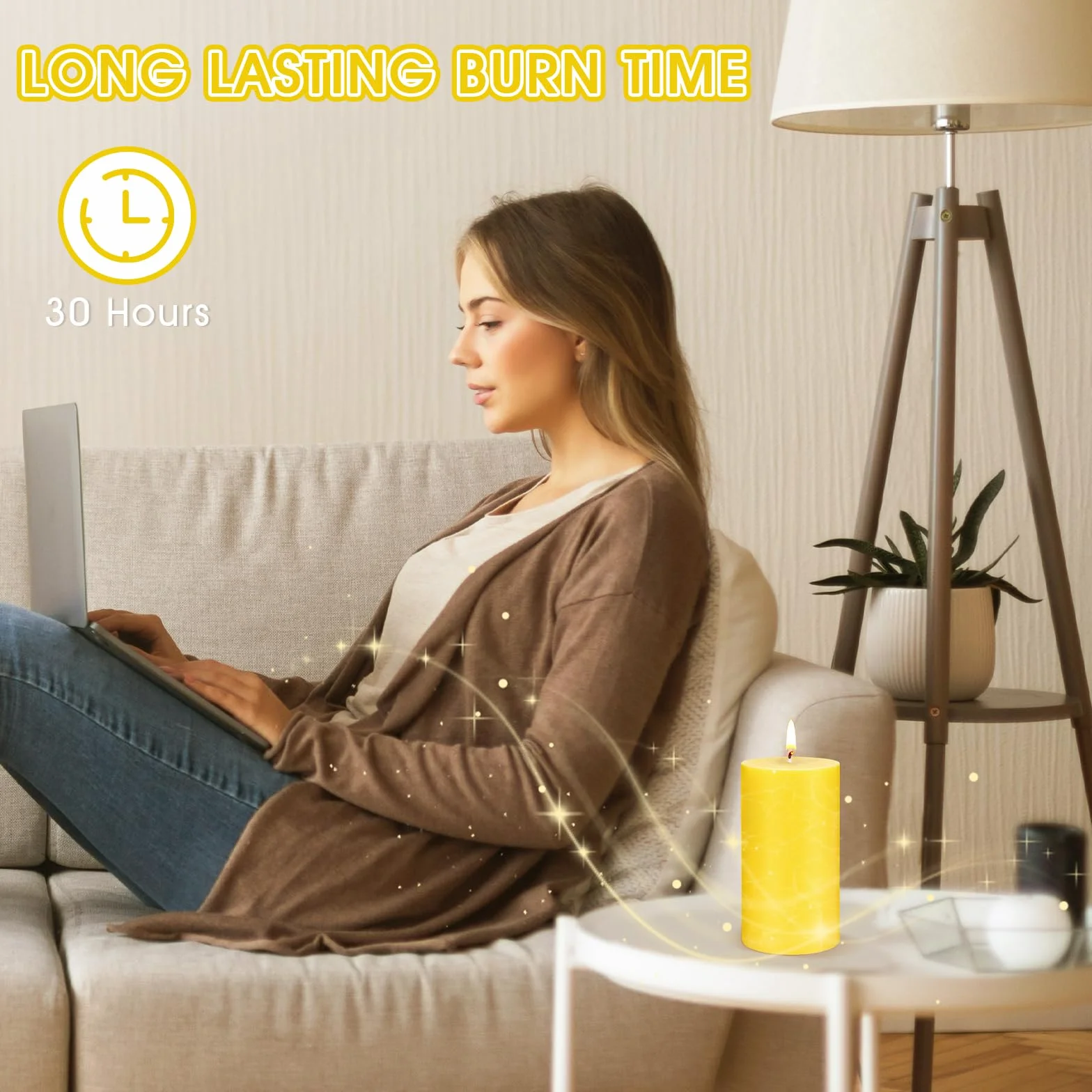 Velas de Citronela Grandes 50x100mm 120 Horas Aroma Fresco Sin Humo Sin Goteo