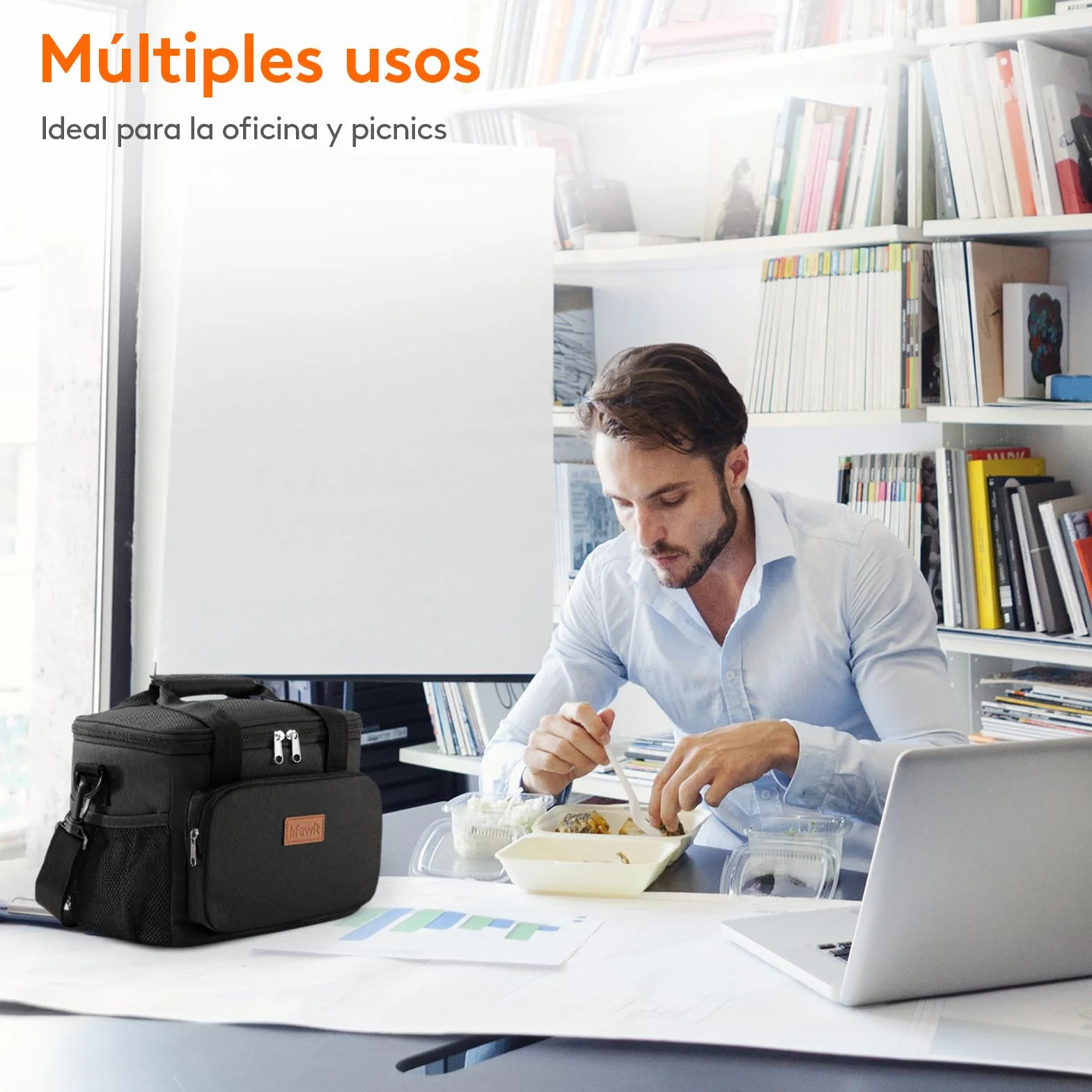 Lifewit Bolsa Termica Porta Alimentos 9L 12 Latas, Bolso Comida Trabajo Hombre Mujer, Lunch Bag Lonchera, Negro