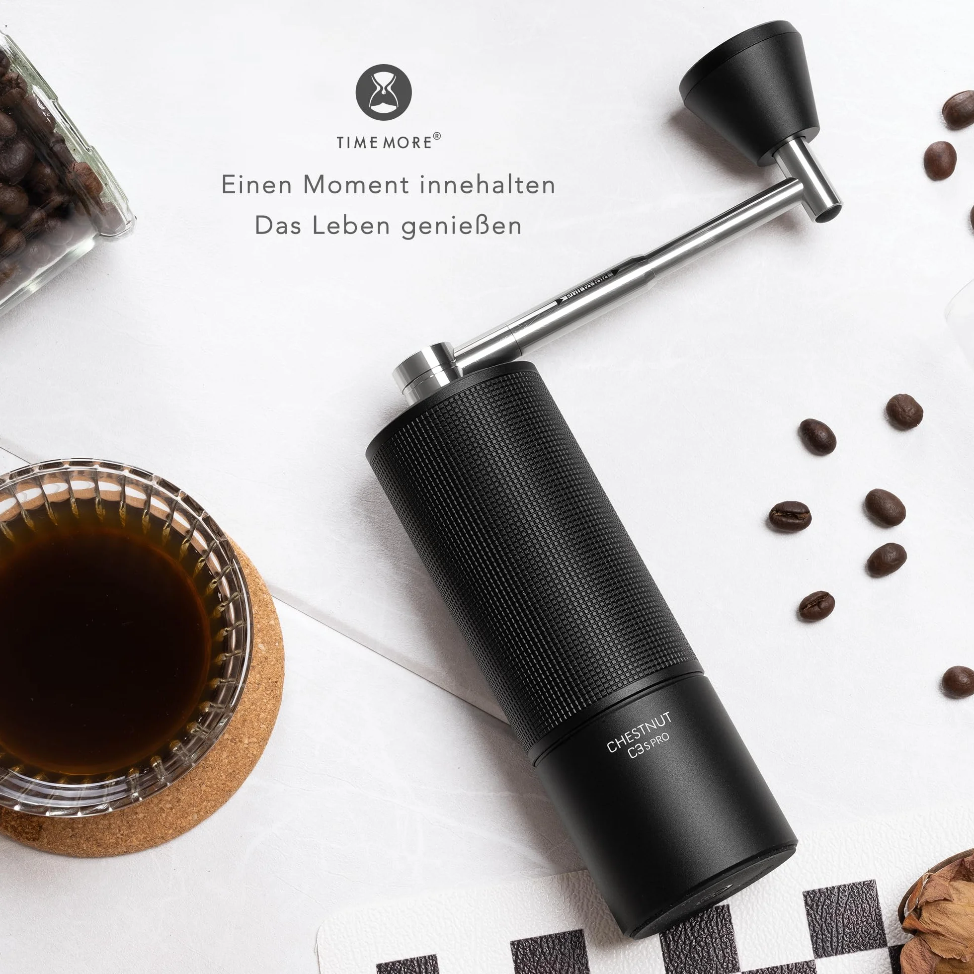 TIMEMORE Chestnut C3s PRO, Molinillo de Café Manual, Cuerpo Todo Metal Integrado, Molinillo de Café Manual con Mango Plegable, para Espresso a Prensa Francesa, Negro