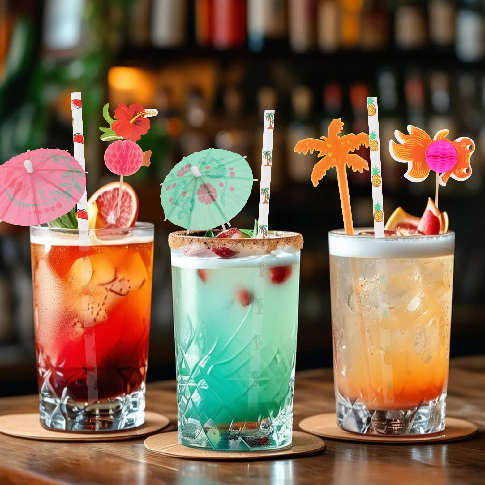 187 Piezas Paraguas de Cóctel Decoración para Bebidas y Pasteles