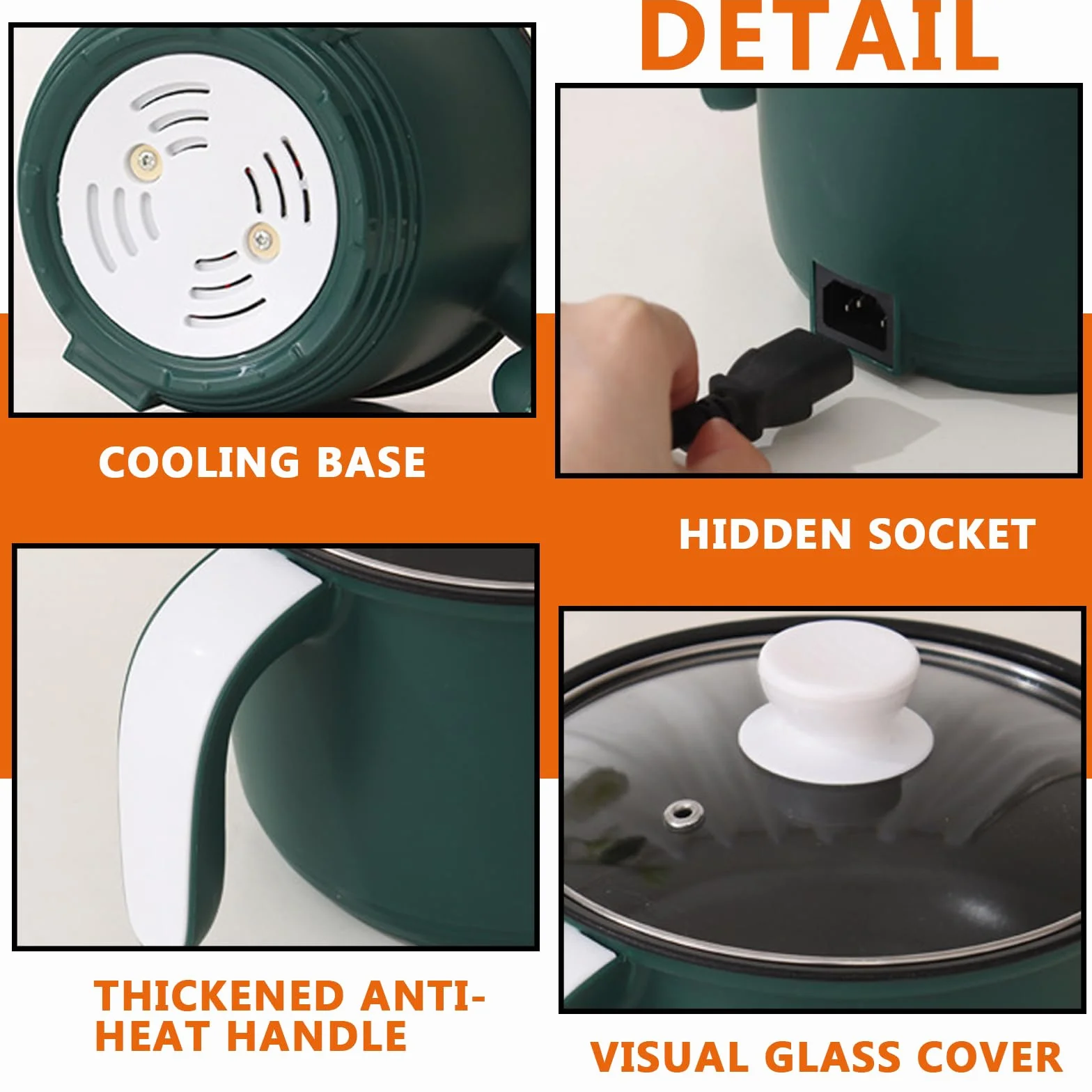 Olla eléctrica 1,8 L mini cocina antiadherente vaporizador sartén sopa rápida portátil viaje pasta