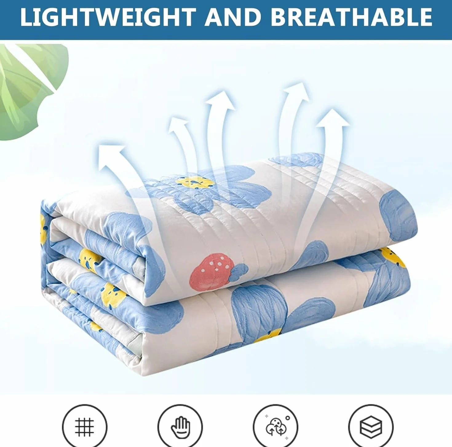 Edredón de Verano 100% Algodón Reversible – Ligero y Transpirable para Todas Las Estaciones, Suave y Cómodo, Lavable a Máquina (200x230)(R,200 * 230cm)