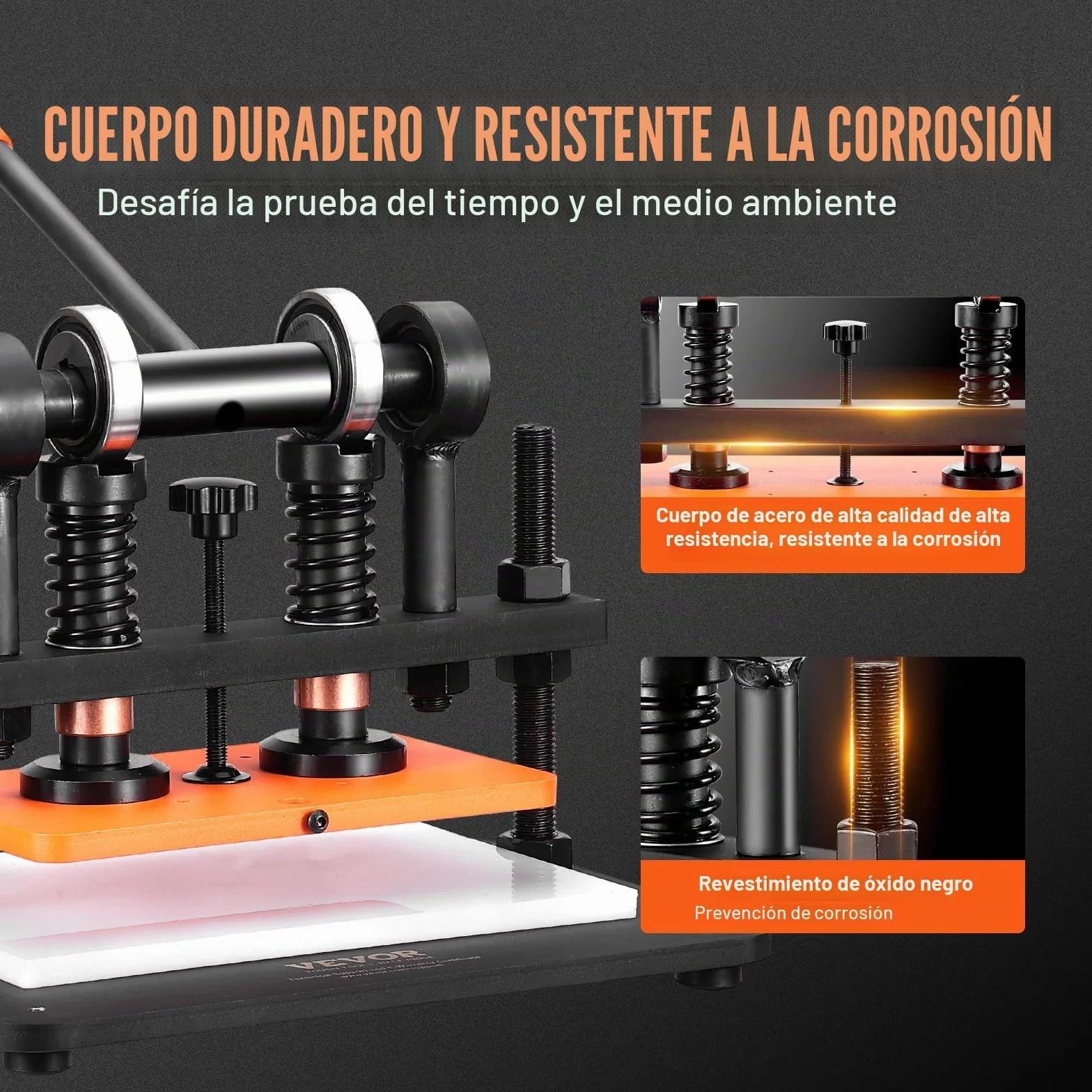 VEVOR Máquina Cortadora de Cuero 260x150 mm Capacidad de Carga de 1,5 T Prensa Troqueladora Manual Carrera Ajustable 12 mm Perforadora Manual para Cuero Papel Espuma Plástico Caucho Varios Materiales