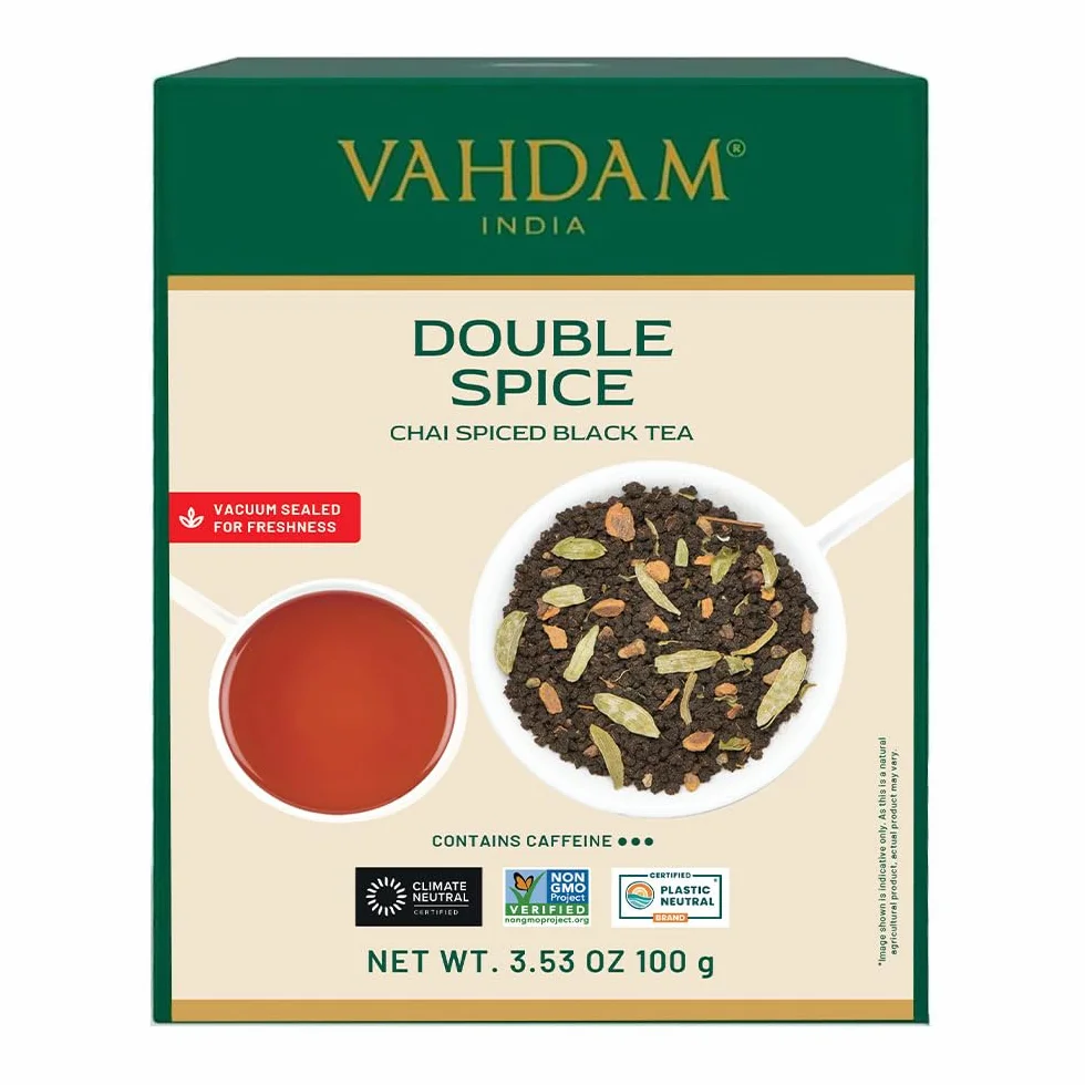 VAHDAM Té Chai Masala Doble Especia 100 g 50 tazas Fuerte Picante Ingredientes Naturales