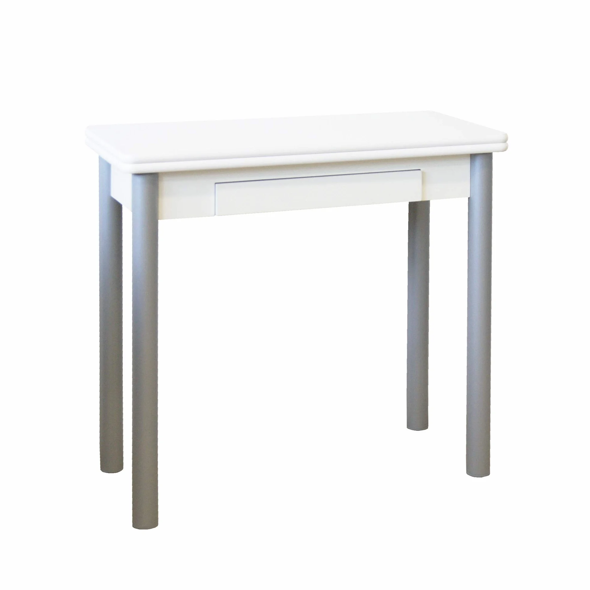 MOMMA HOME Mesa de Cocina o salón Extensible, Mesa Comedor Extensible, Mesa Plegable, Mesa Comedor Moderna, Color Blanco/Plata, RIBETA, Medidas 80x40/80x78 cm