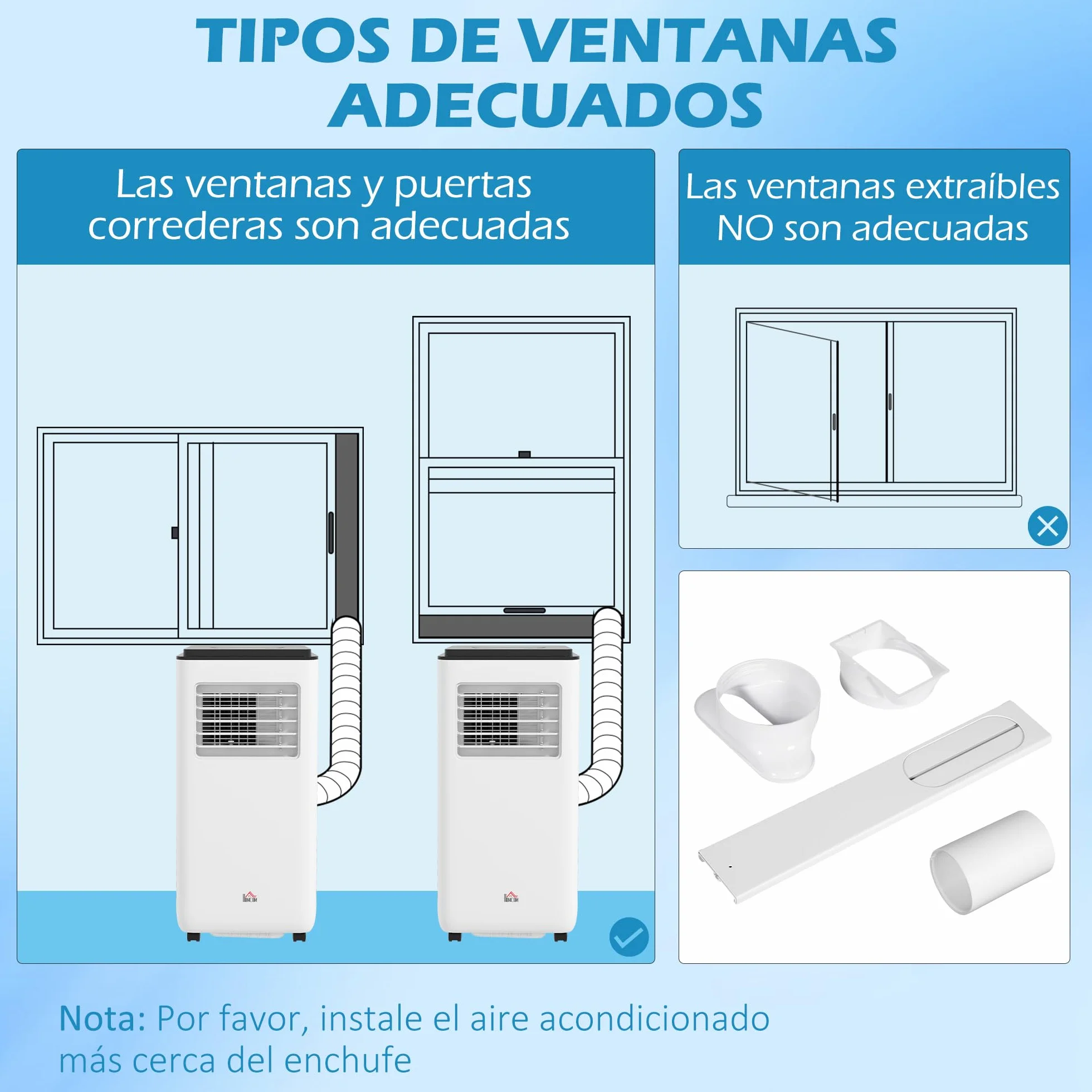 HOMCOM Aire Acondicionado Portátil 5 en 1 10000 BTU 2900W Enfriador Ventilador Deshumidificador 26 L/Día con Pantalla LED Mando a Distancia Temporizador 24h y 2 Velocidades para Habitación 35m² Blanco