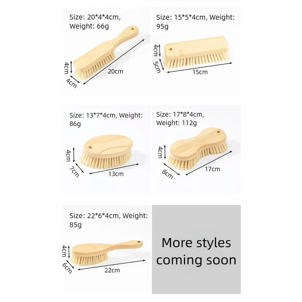 FACAIIO Juego de cepillos de lavandería con mango de madera y cerdas de PET para ropa, zapatos, limpieza del hogar, construcción de madera sostenible, diseño colgante para un fácil almacenamiento