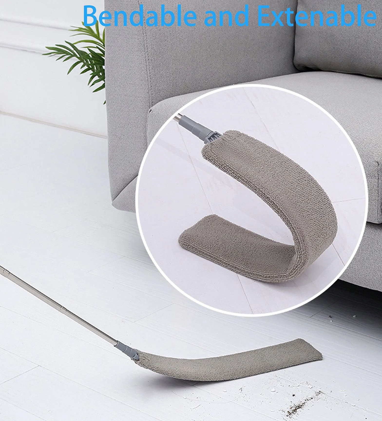 Aparatos de Limpieza mejorados para Debajo de electrodomésticos, Plumero de Microfibra con Poste Extensible de 66 a 140 cm, Adecuado para la Limpieza Debajo de Muebles, neveras, sofá, Estufa, Cama