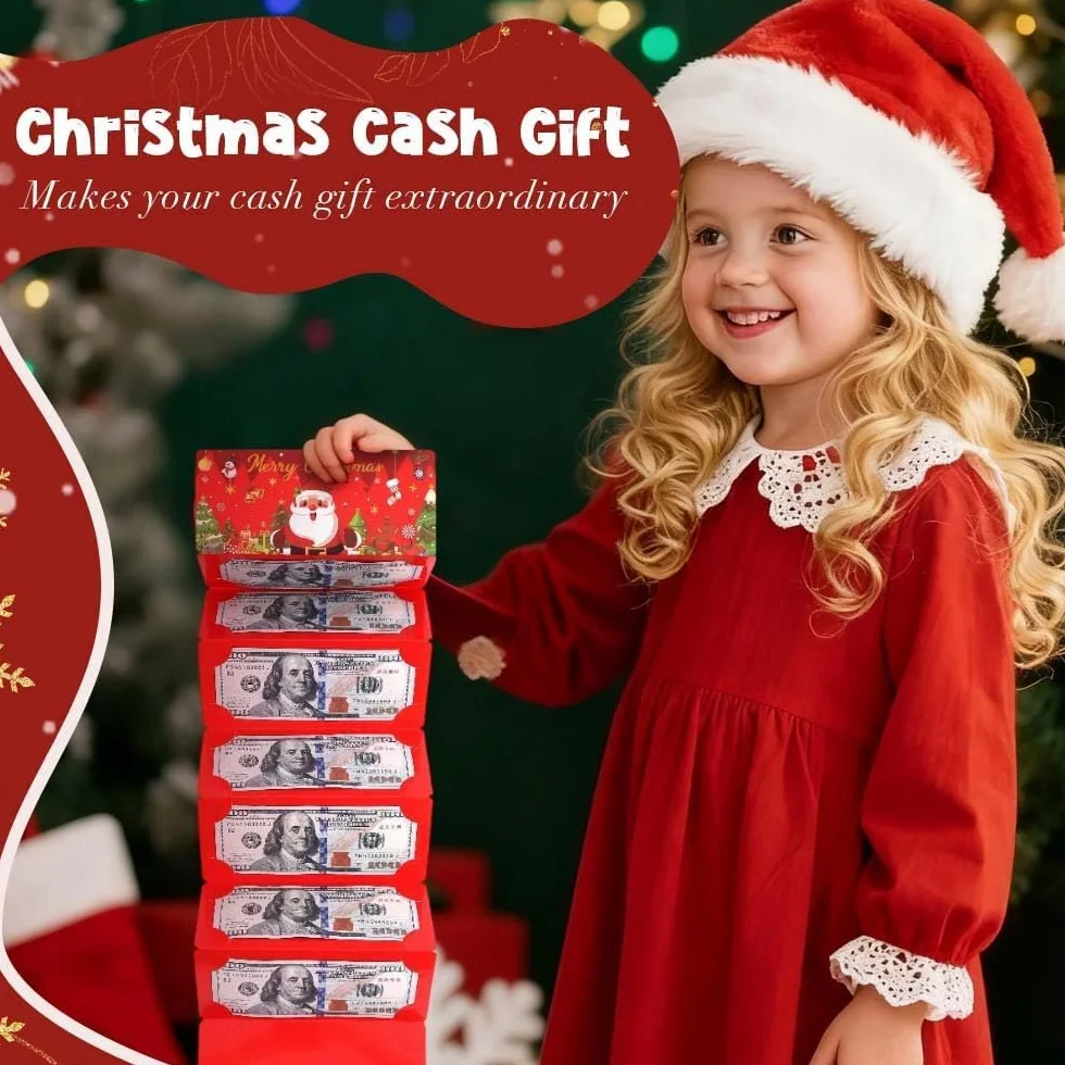 Genérico sobre para Regalos en Efectivo de Navidad, sobre para Dinero en Efectivo Premium DIY con 10 Ranuras, Sobres Sorpresa para Dinero (Multicolor-3 Piezas)