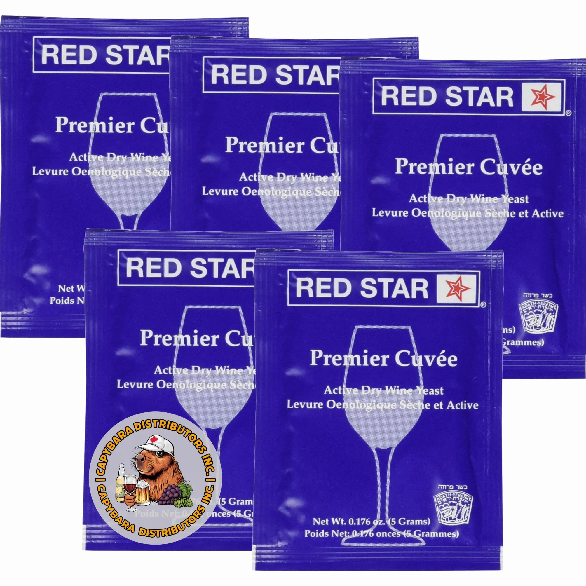 Red Star Levadura de Vino Premier Cuvée Paquete de 5 - Saccharomyces cerevisiae 5 g para Hacer Vino Sidra Hidromiel Kombucha