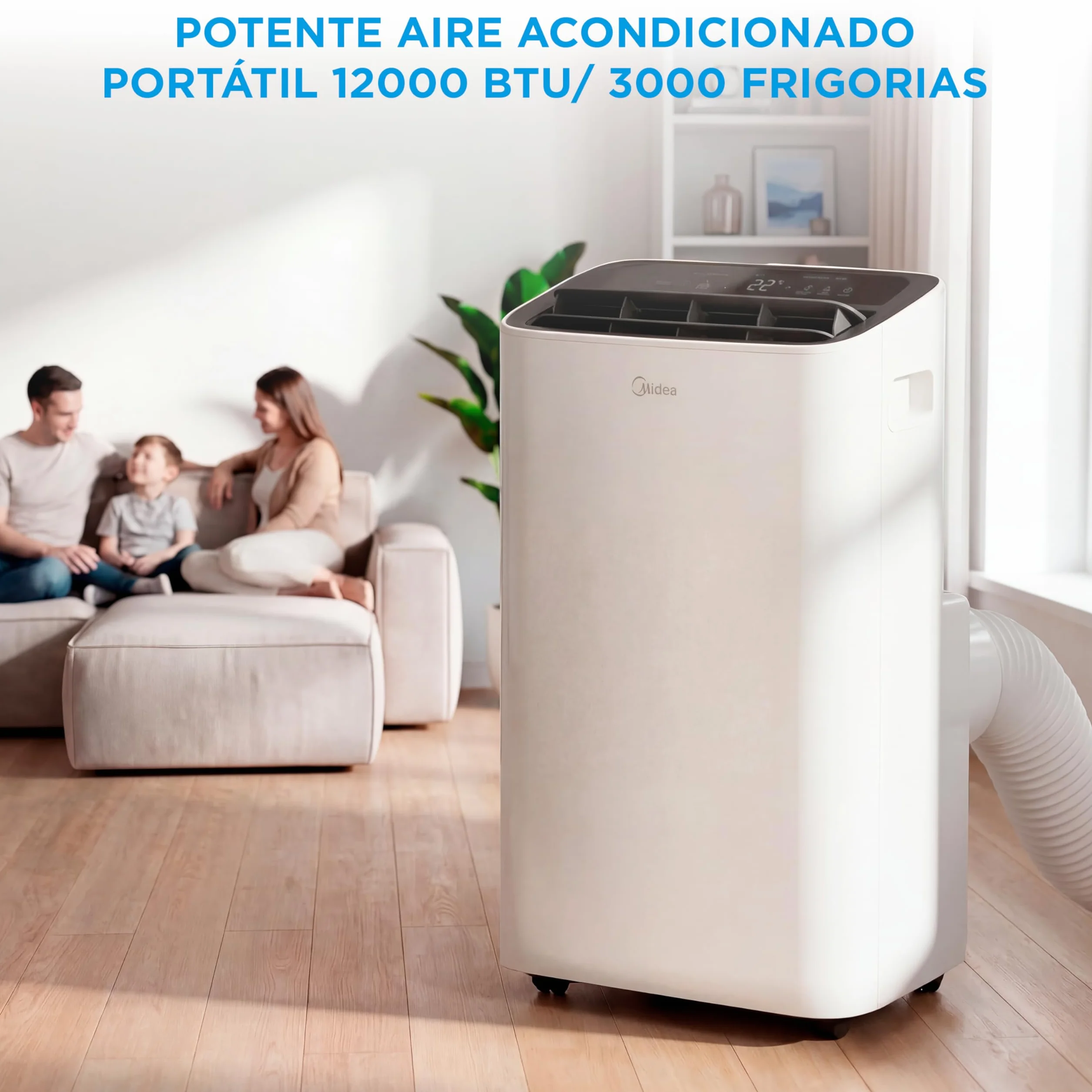 MIDEA Pingüino Aire Acondicionado Portátil 4 en 1 | 3000 Frigorías/12.000 BTU con Control por App | Climatizador y Deshumidificador hasta 35m2 - Modo Sleep, Mando a Distancia | Incluye kit de ventana