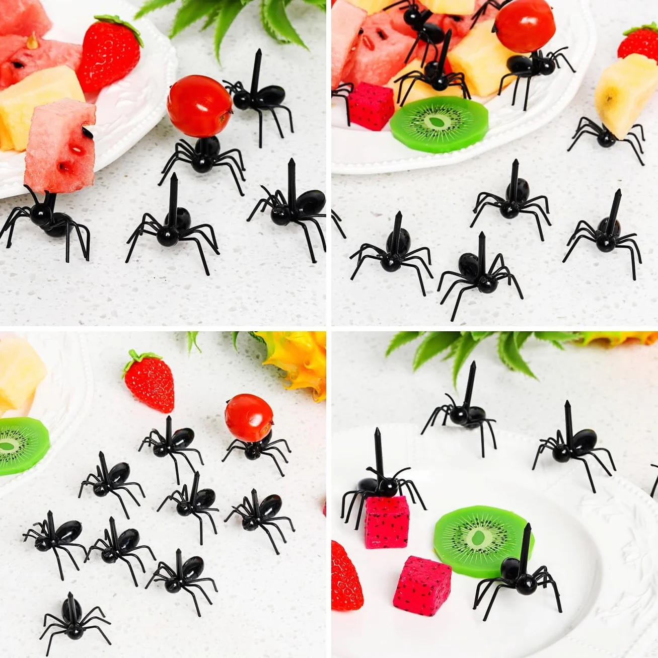 JZK 24 piezas mini tenedores de frutas forma de hormiga para niños