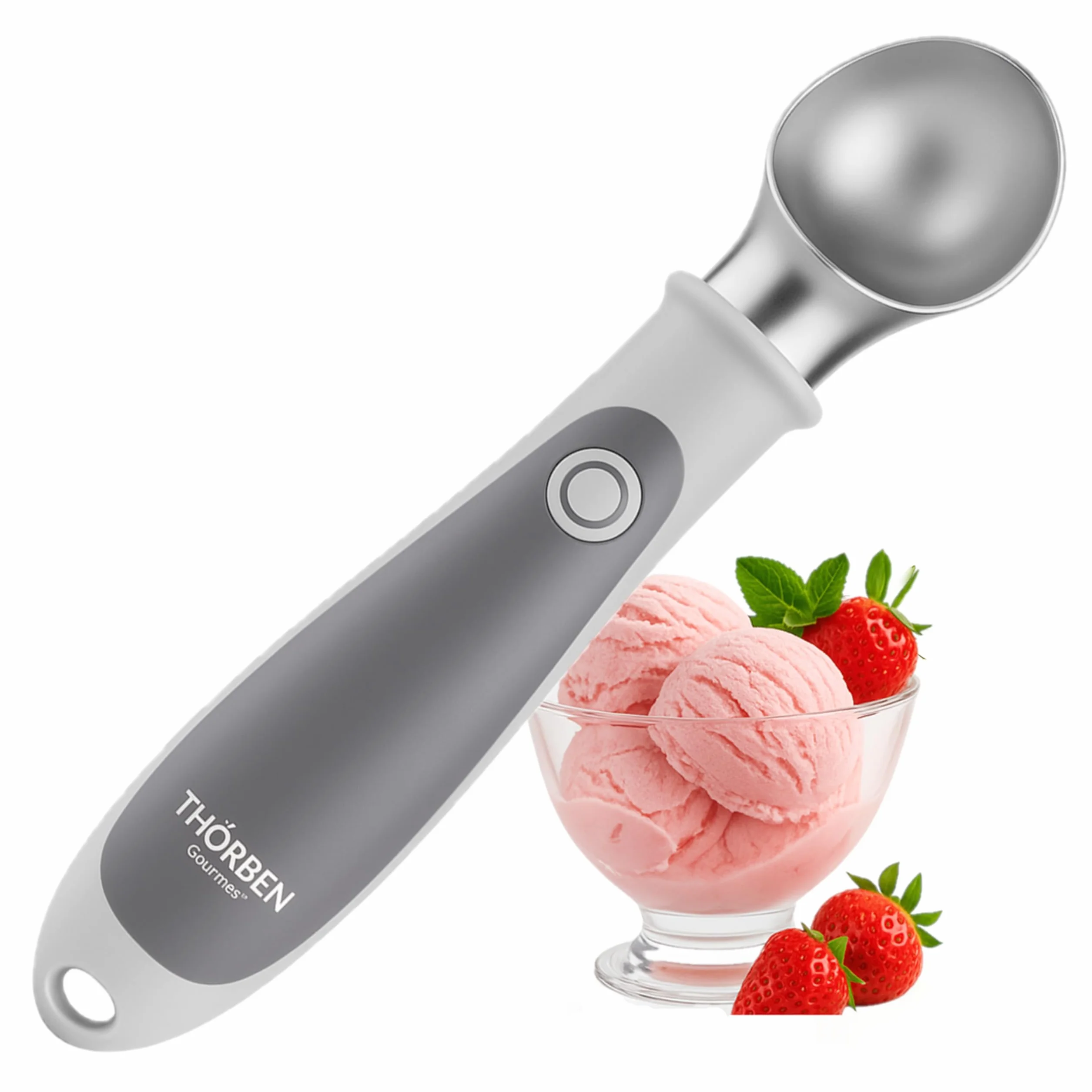 Thörben Cuchara de Helados Eléctrica Calentada USB-C, Doble Nivel de Calor 45°C y 60°C, Material Grado Alimenticio