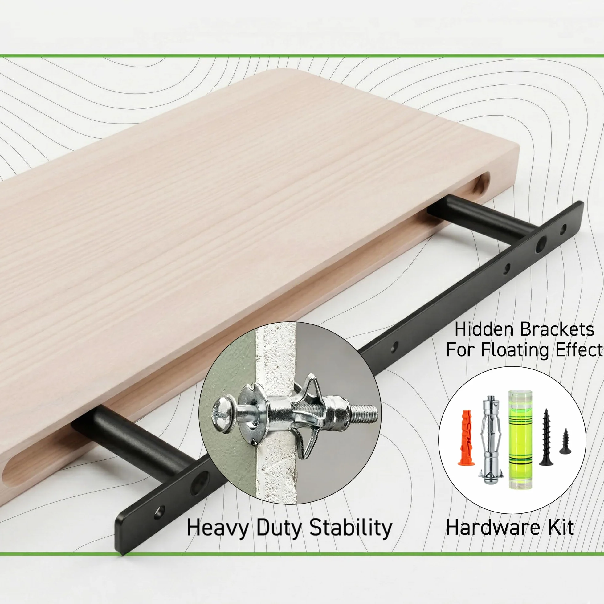 Estanterías Flotantes Madera Maciza Pino Pack 2 Blanco Cantos Redondeados 40cm 58cm
