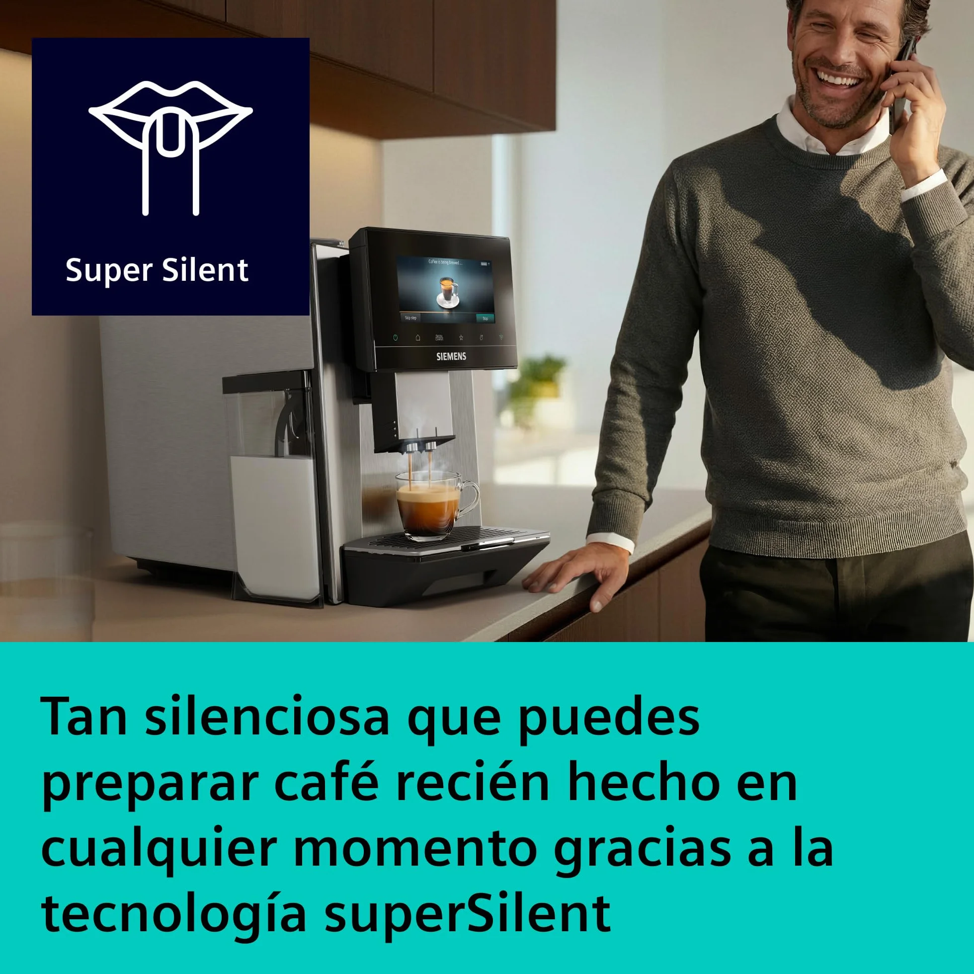 SIEMENS, cafetera superautomática, EQ900 iAroma, sabores personalizados, molienda precisa, pantalla grande para uso intuitivo, dos depósitos para granos diferentes, inox, TQ927E03