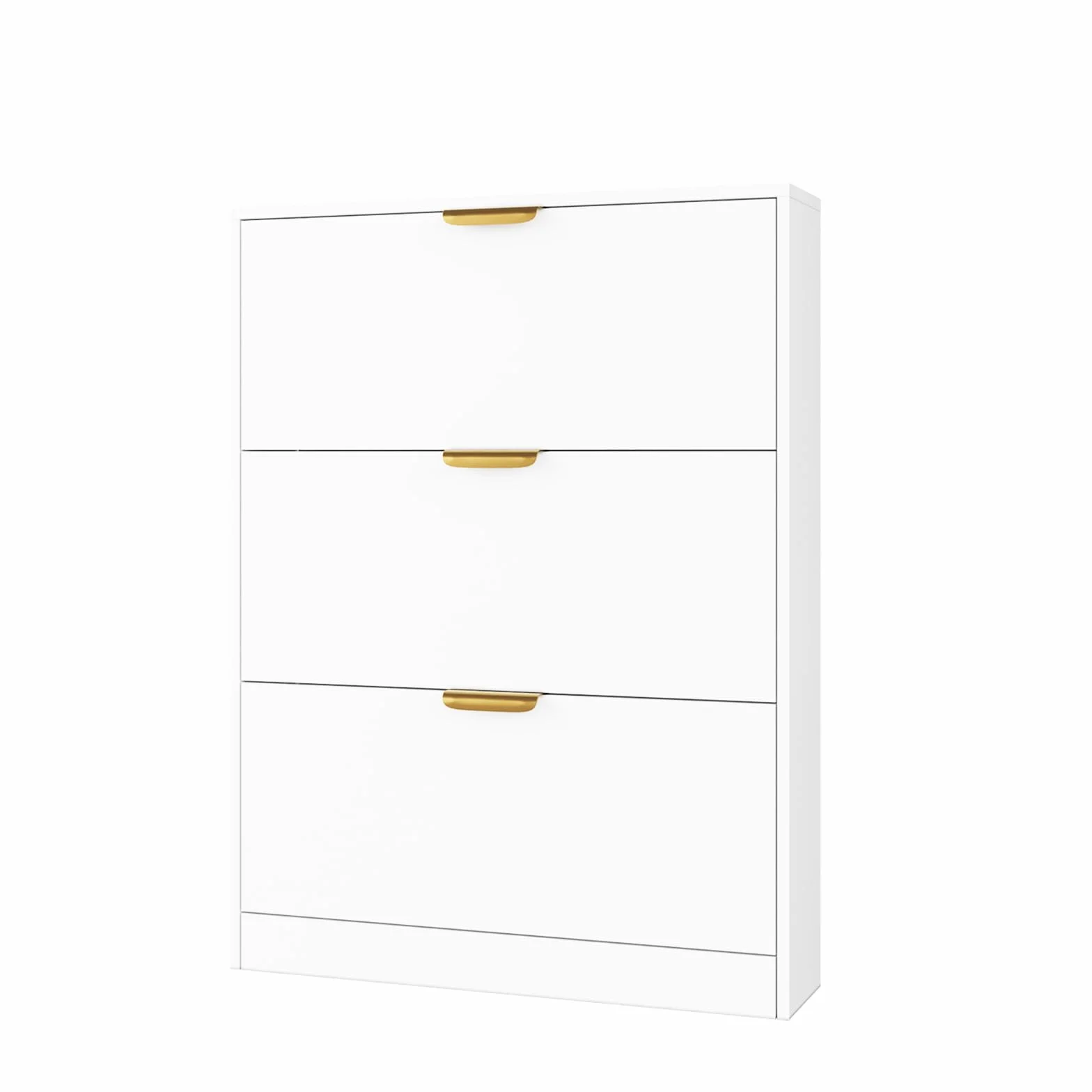 VOWNER Zapatero 3 Puertas, Zapatero Entrada Recibidor, 80 x 17 x 108 cm (Largo x Ancho x Alto), Blanco, Madera, para Entrada Estrecha, Pasillo