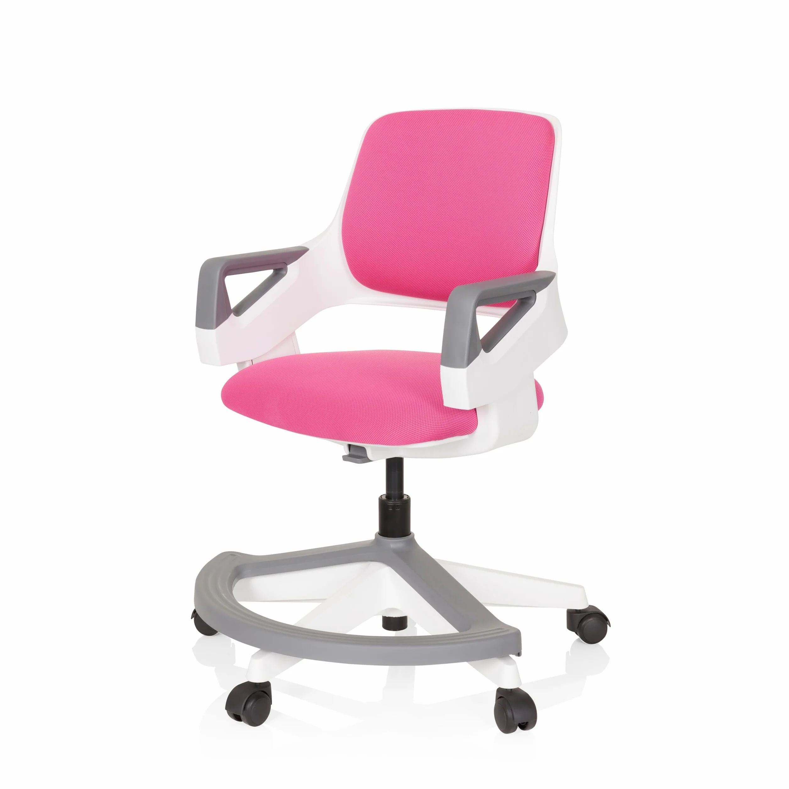 hjh OFFICE 640480 Silla giratoria para niños Kid Flex Tela Rosa, Silla giratoria, reposapiés y Respaldo Regulable