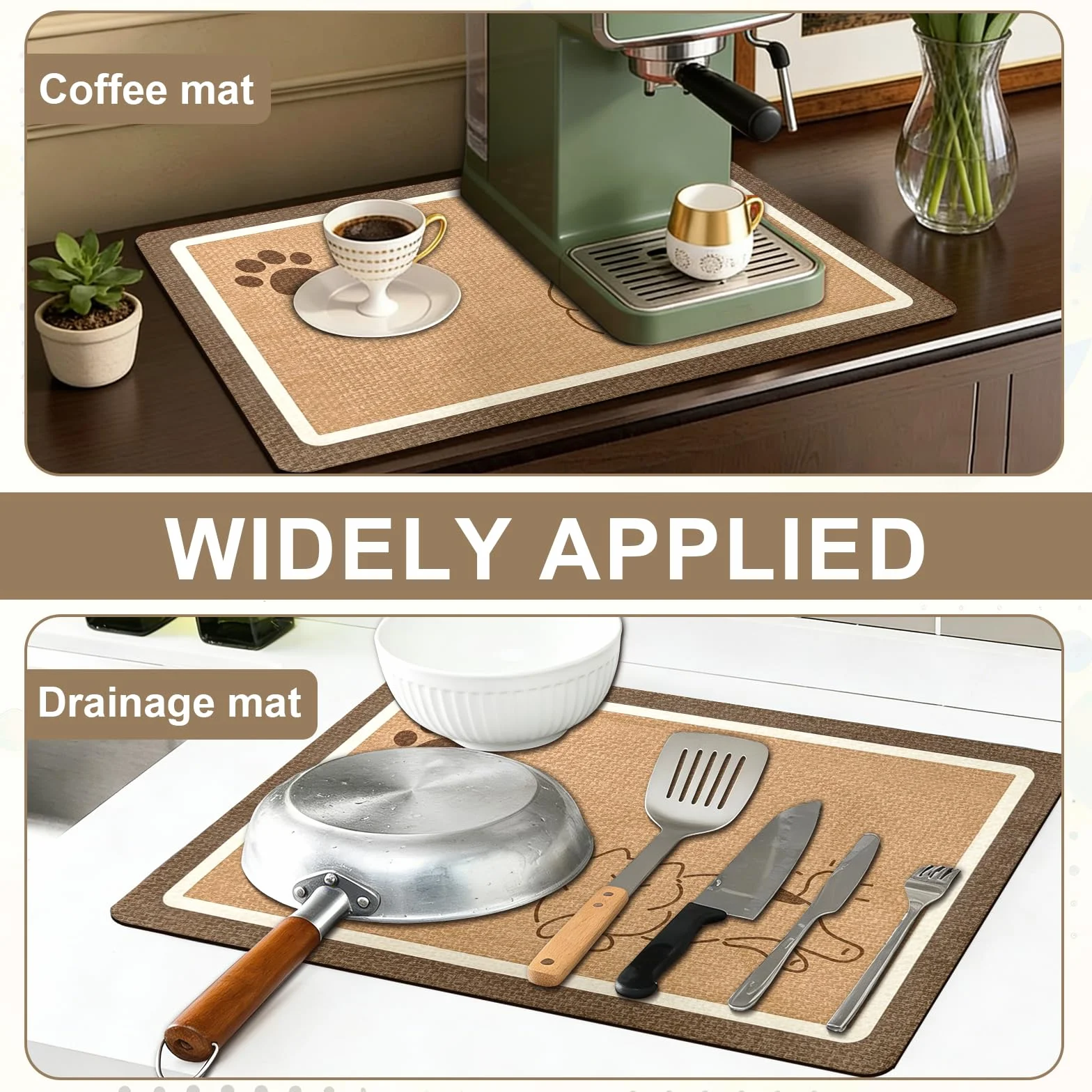 Alfombrilla Diatomita 40x50cm Tierra de Diatomeas Absorbente Antideslizante Base para Cafetera