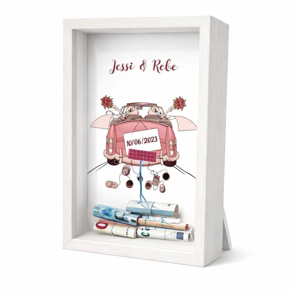 Cuadro Personalizado Regalar Dinero Boda Hucha Original Billetes Marco 3D