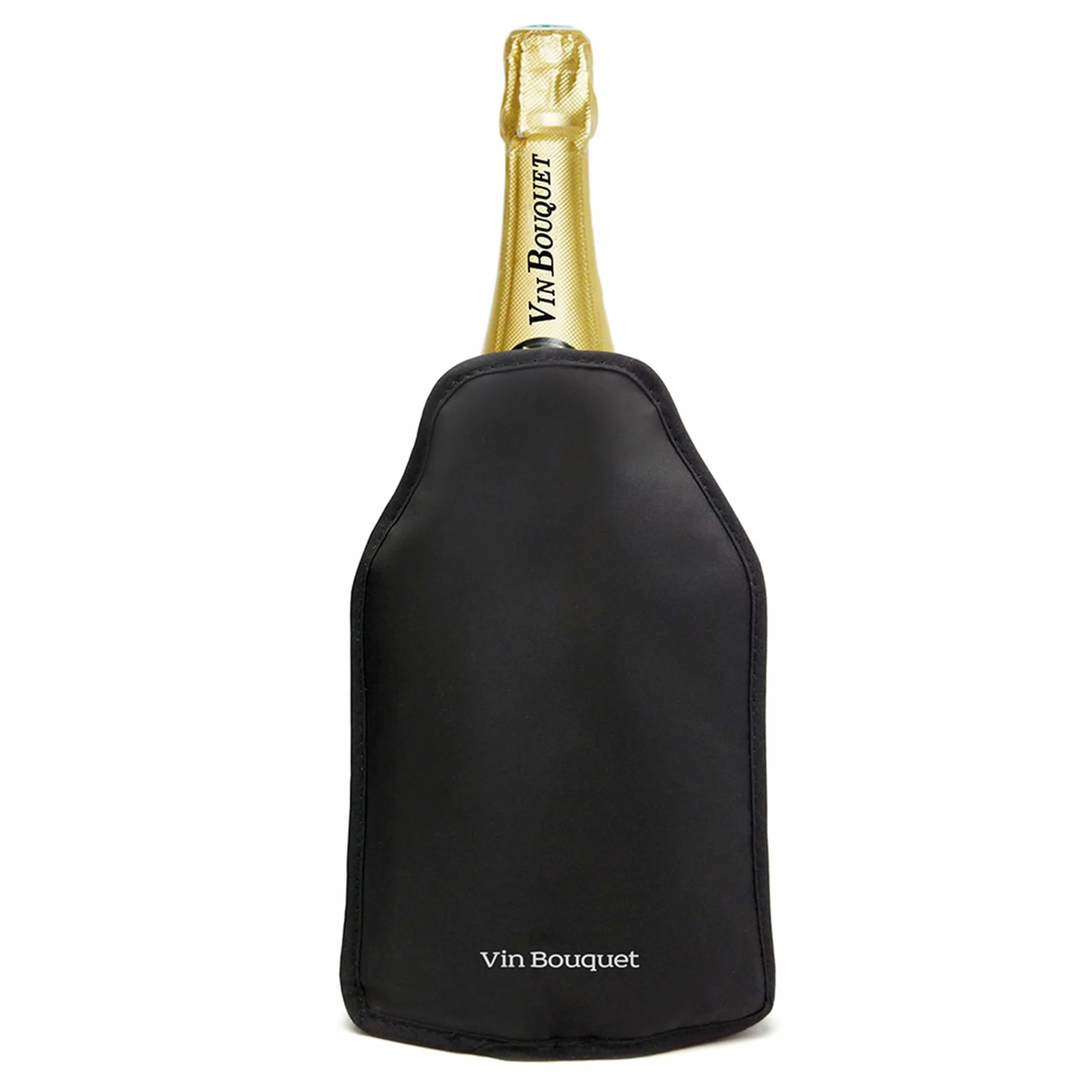 Funda enfriadora negra autoajustable antideslizante para botellas vino cava champán