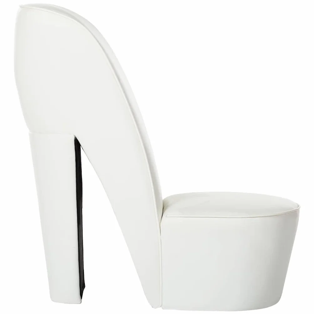 vidaXL Sillón Forma Zapato Tacón Cuero Sintético Mobiliario Decoración Estructura Robusta Duradera Elegante Tapizado Suave Cómodo Estabilidad Blanco